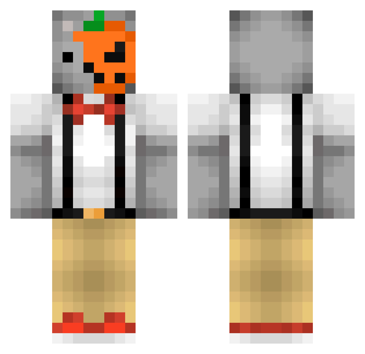 Ecologic Minecraft skin, front and back view
