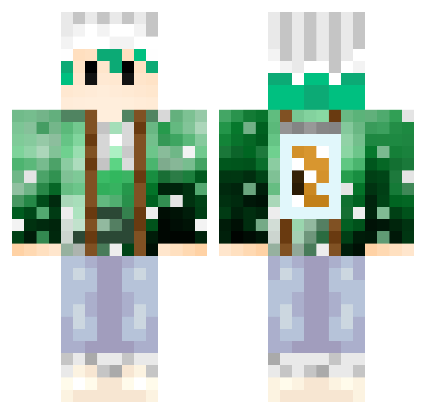 XxduxmxX Minecraft skin, front and back view