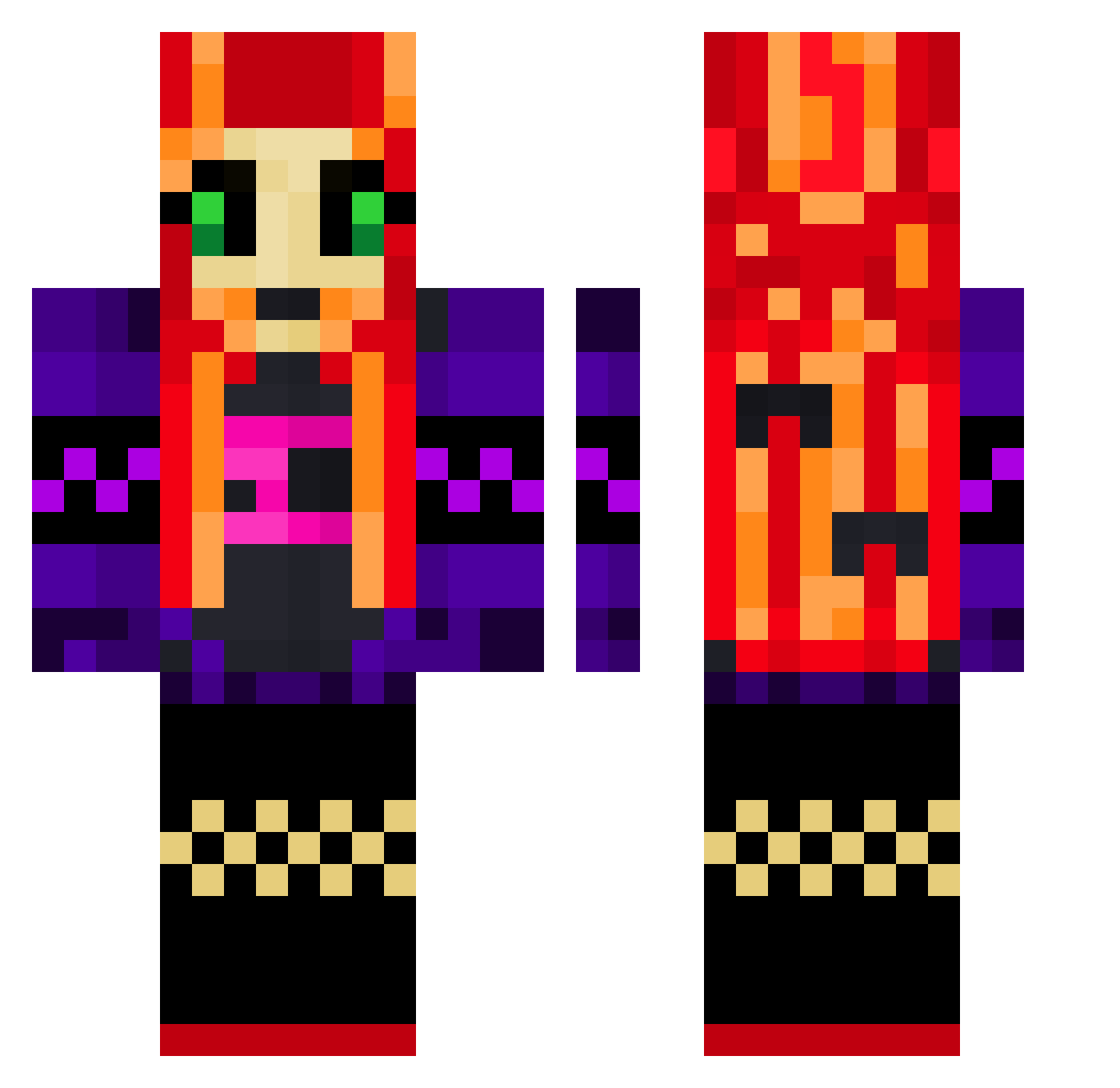 Megakenzia Minecraft skin, front and back view