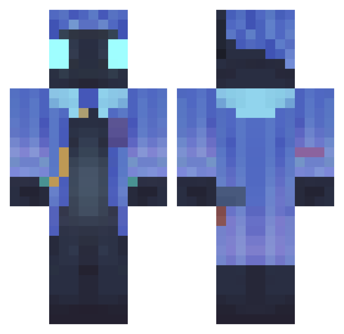 Klowniez Minecraft skin, front and back view