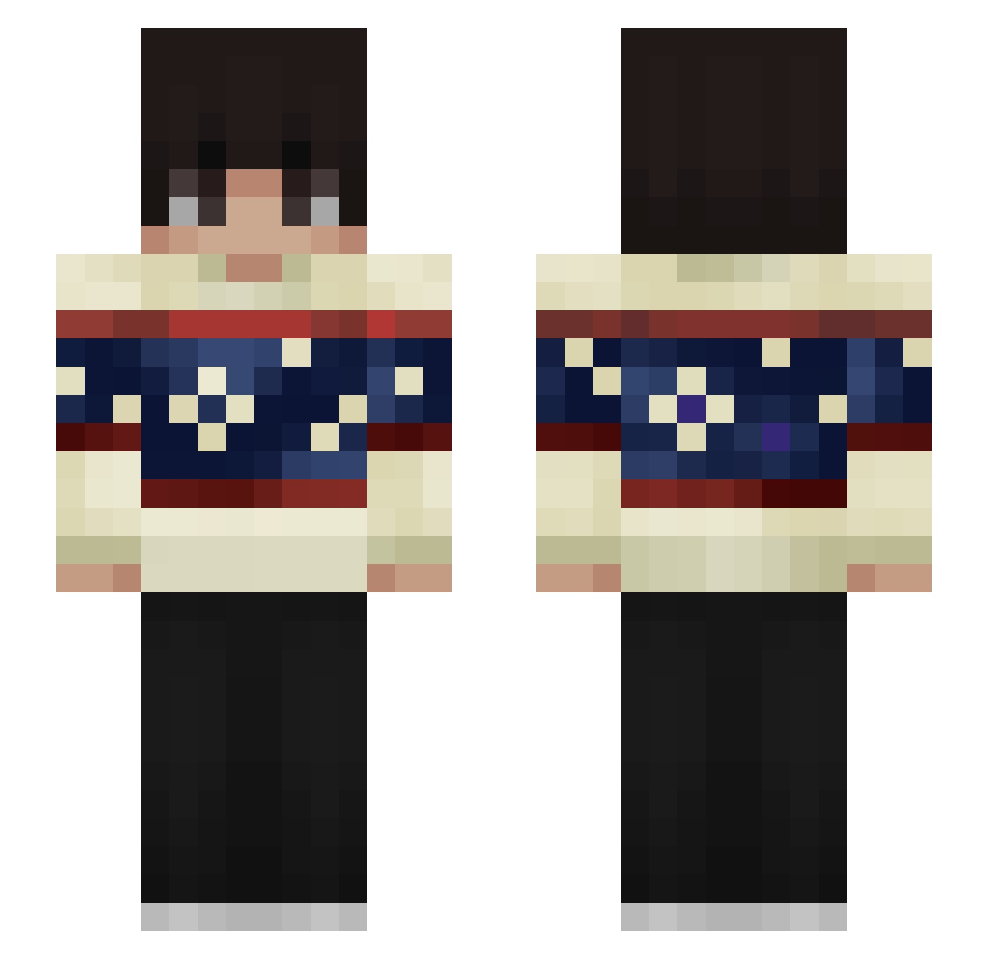Zealom Minecraft skin, front and back view