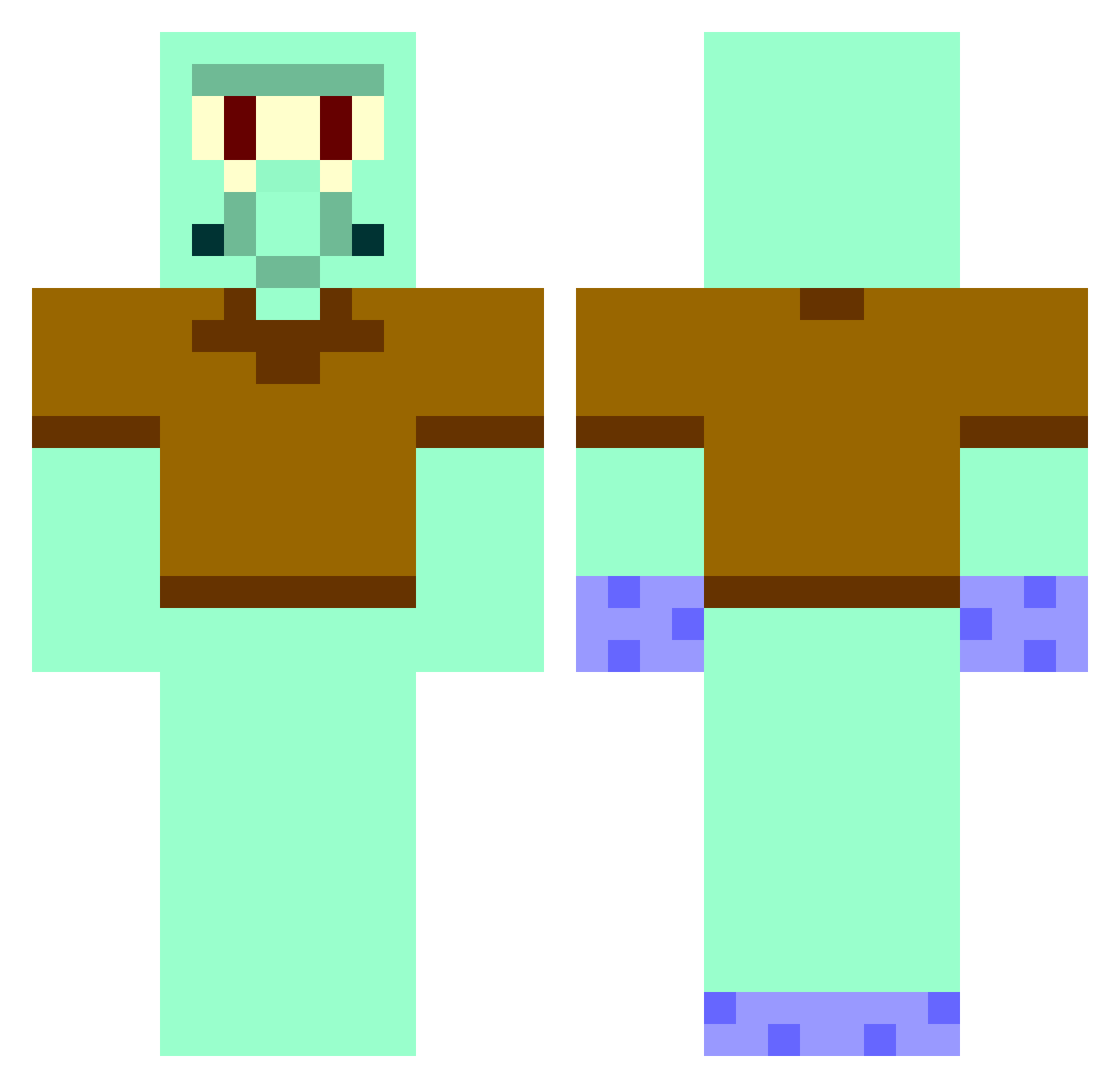 Shriigga Minecraft skin, front and back view