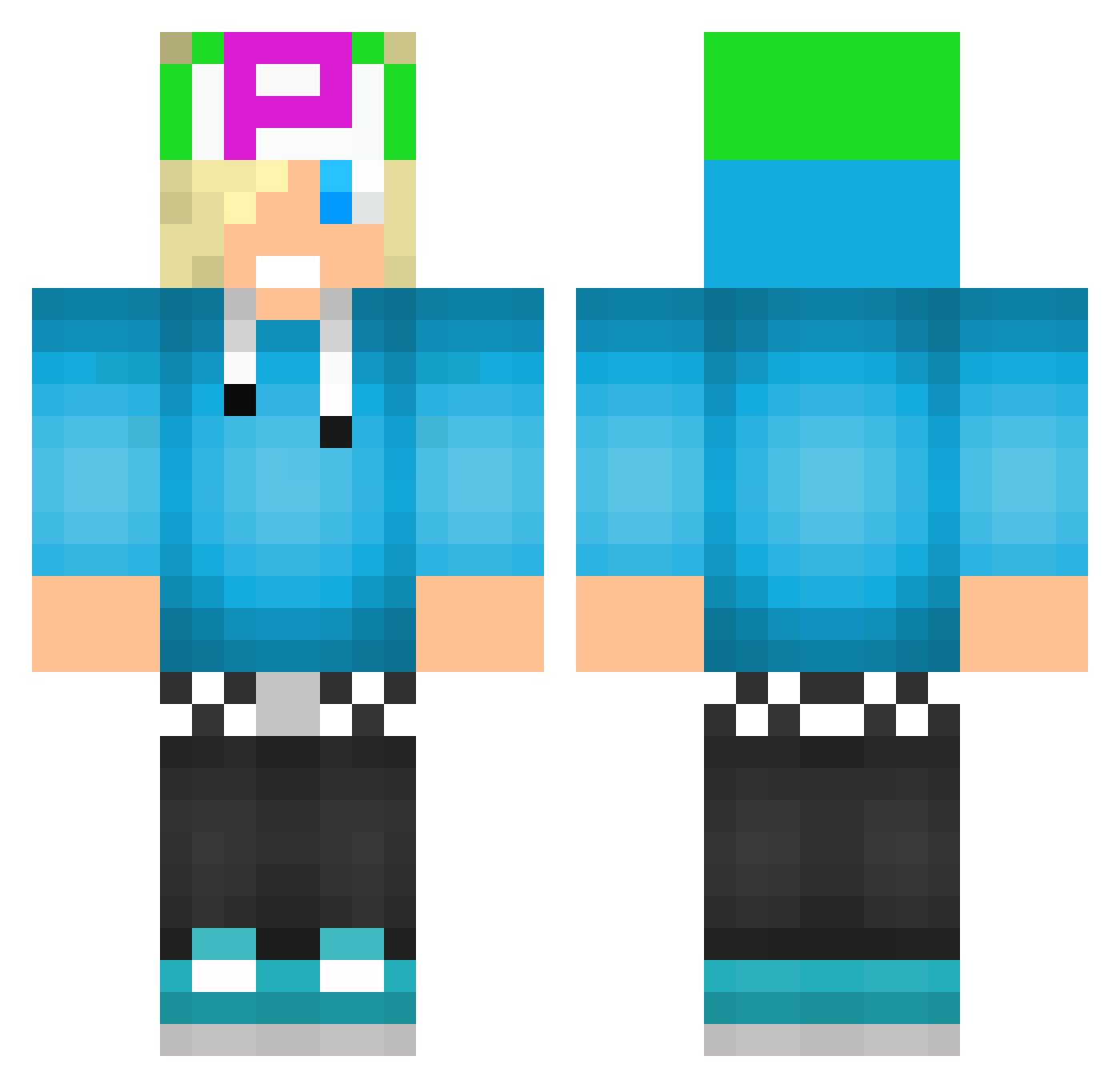 potatoman78 Minecraft skin, front and back view
