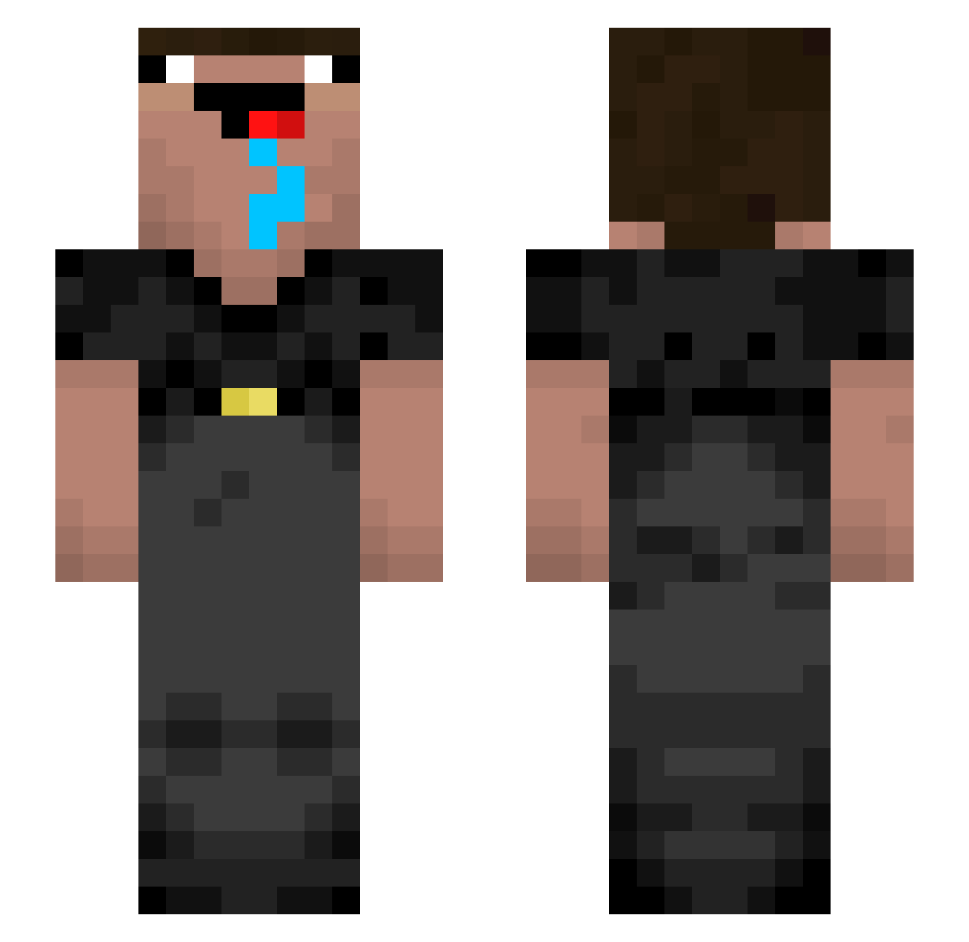 icefragged Minecraft skin, front and back view