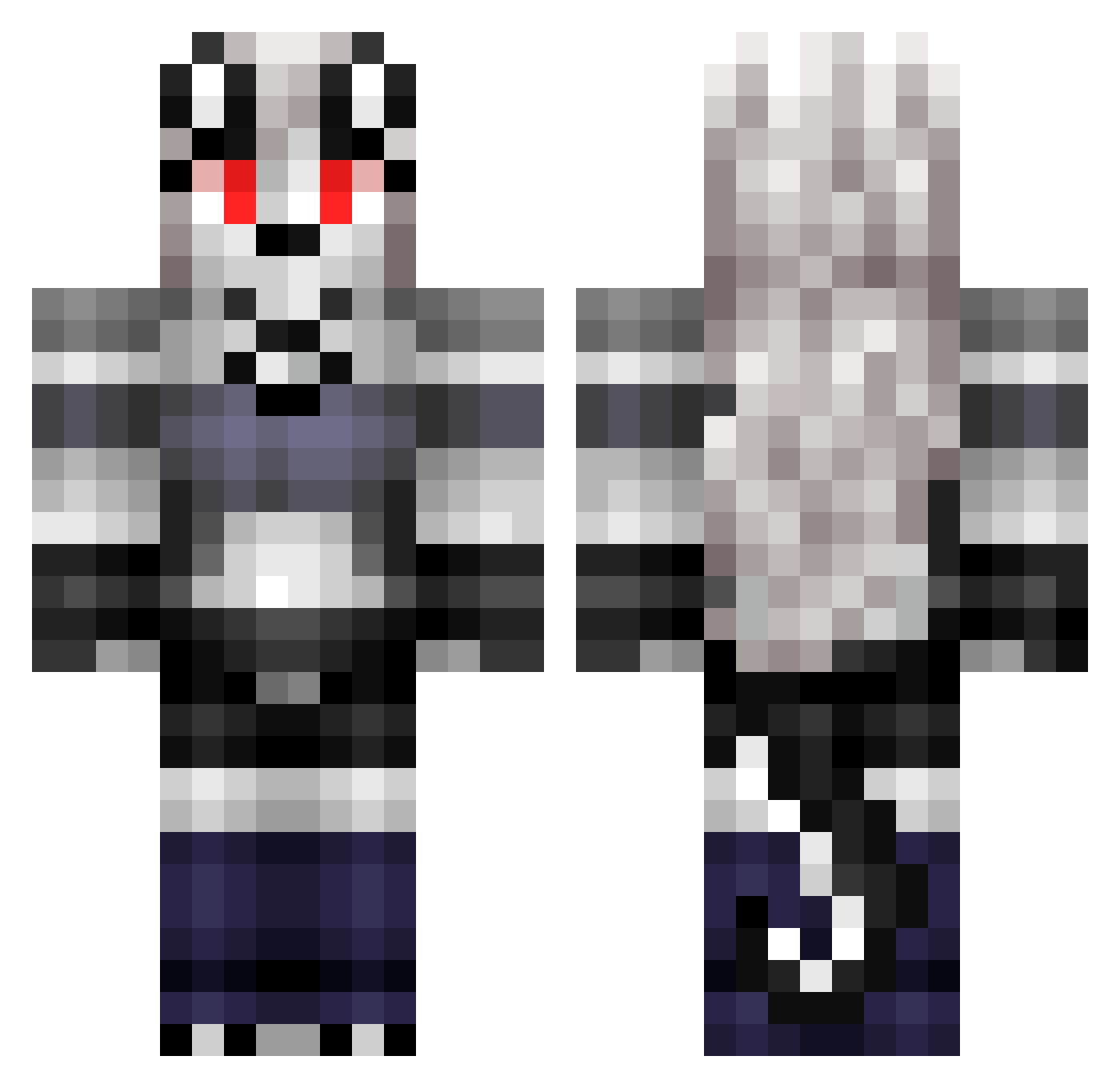 LunaTheFurryUwU Minecraft skin, front and back view