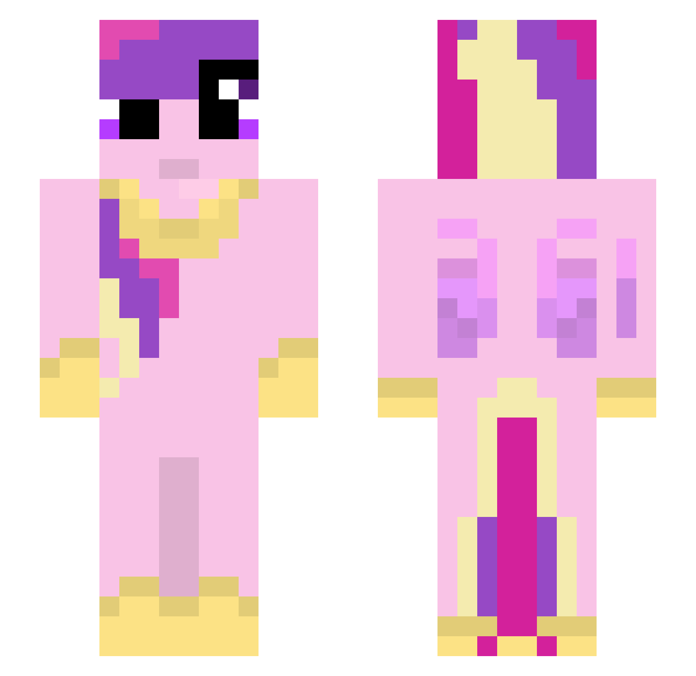 OnlyMaia Minecraft skin, front and back view
