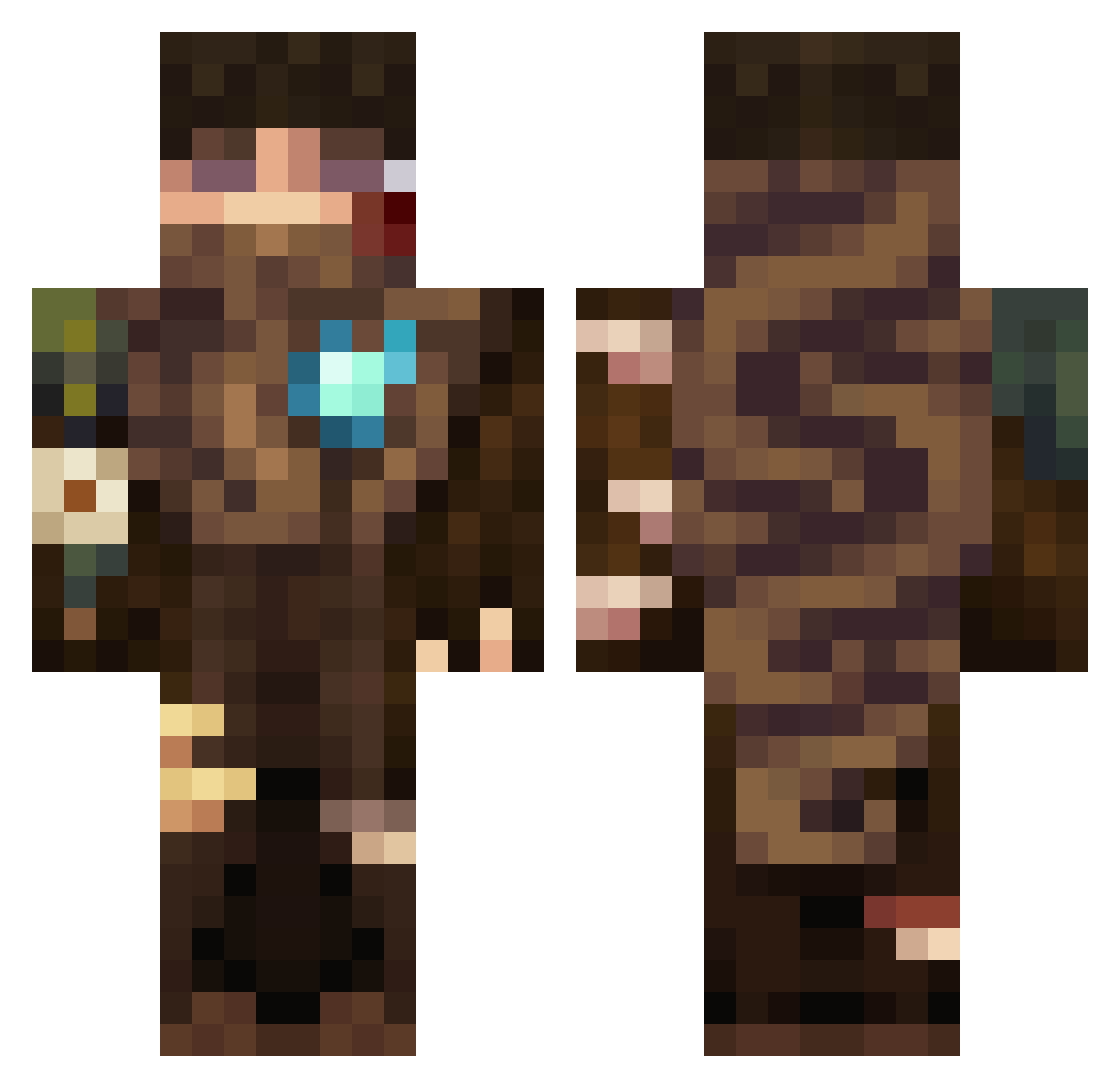 FunkyThrottle Minecraft skin, front and back view