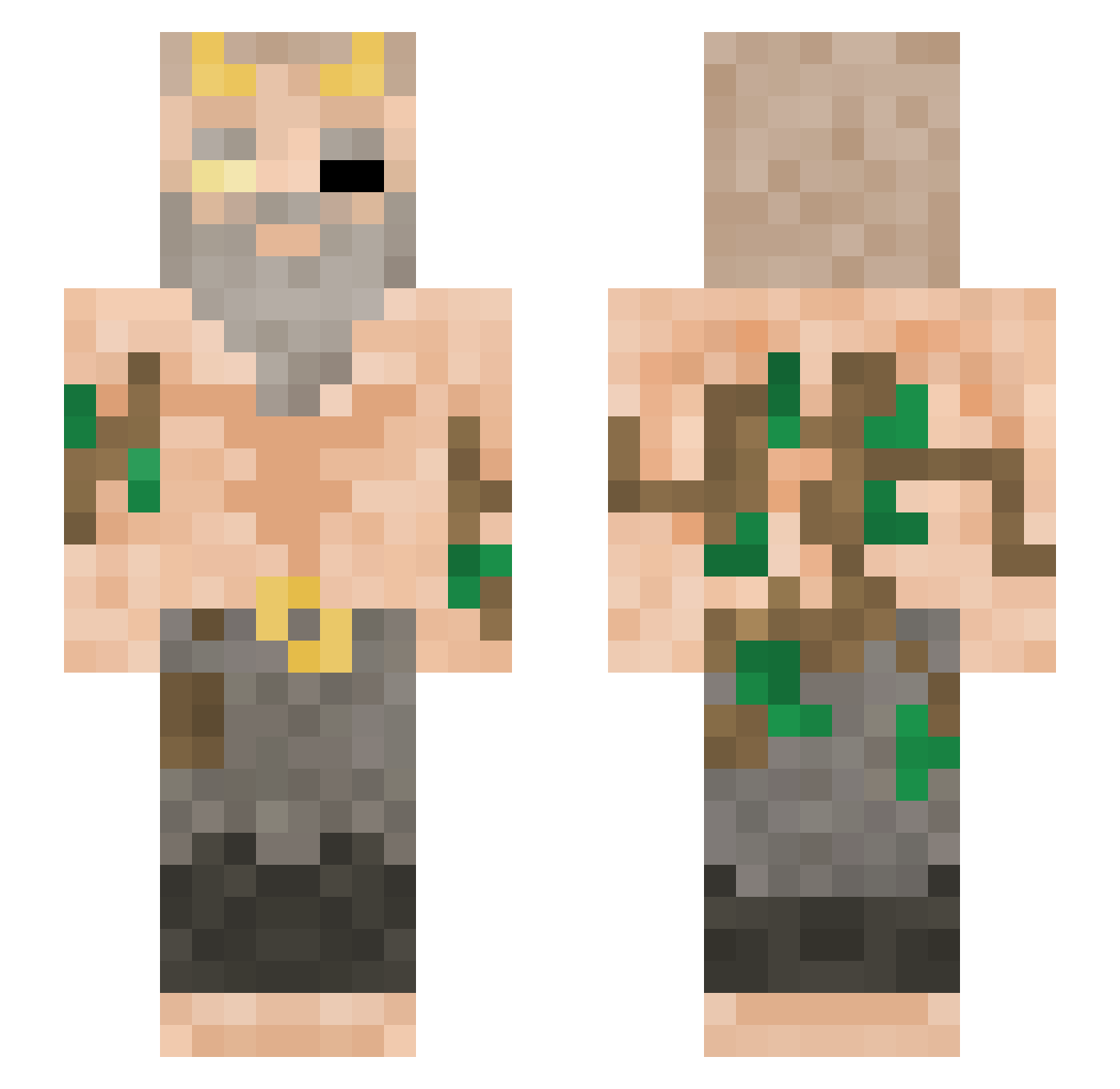 Plickley Minecraft skin, front and back view