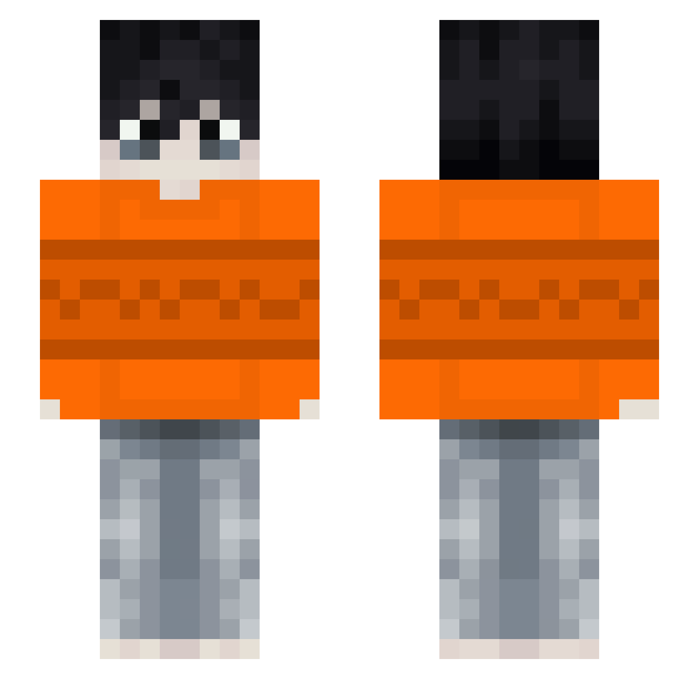 sevinos Minecraft skin, front and back view