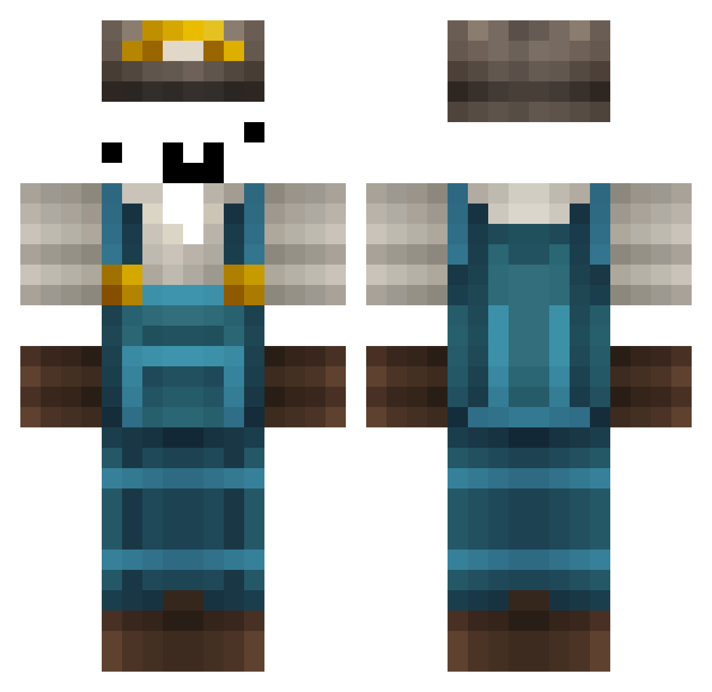 Heearts Minecraft skin, front and back view