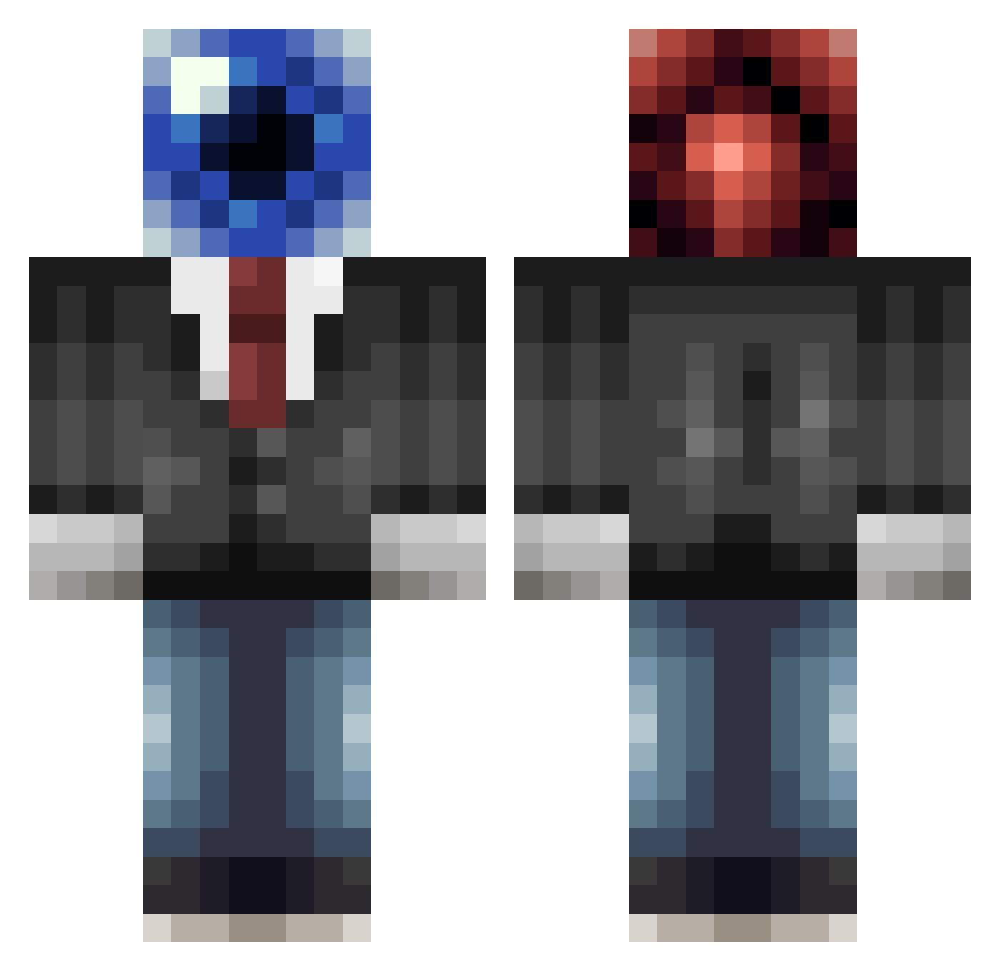 Quackyj Minecraft skin, front and back view