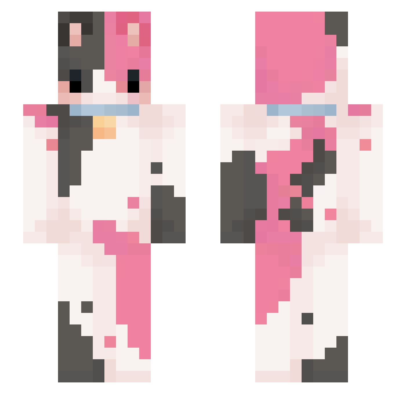 Milkqtee Minecraft skin, front and back view