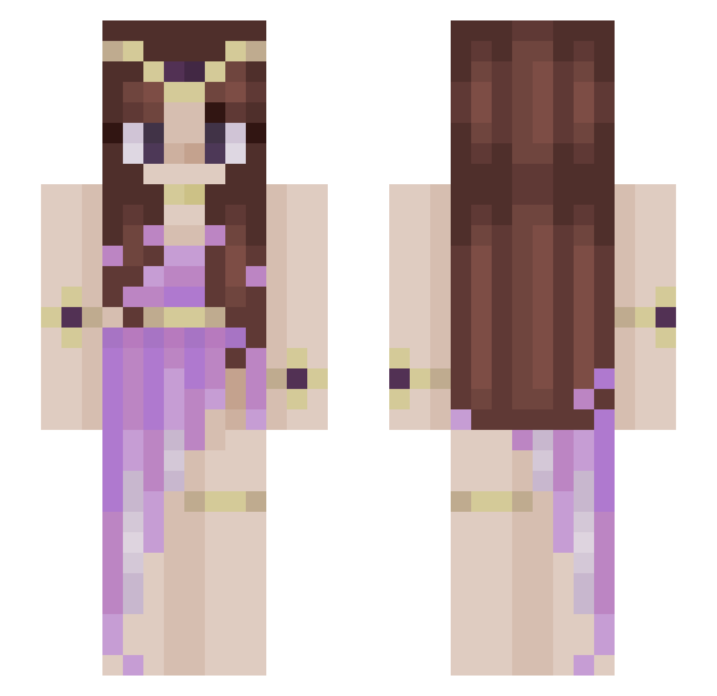 BunniiHunnii Minecraft skin, front and back view