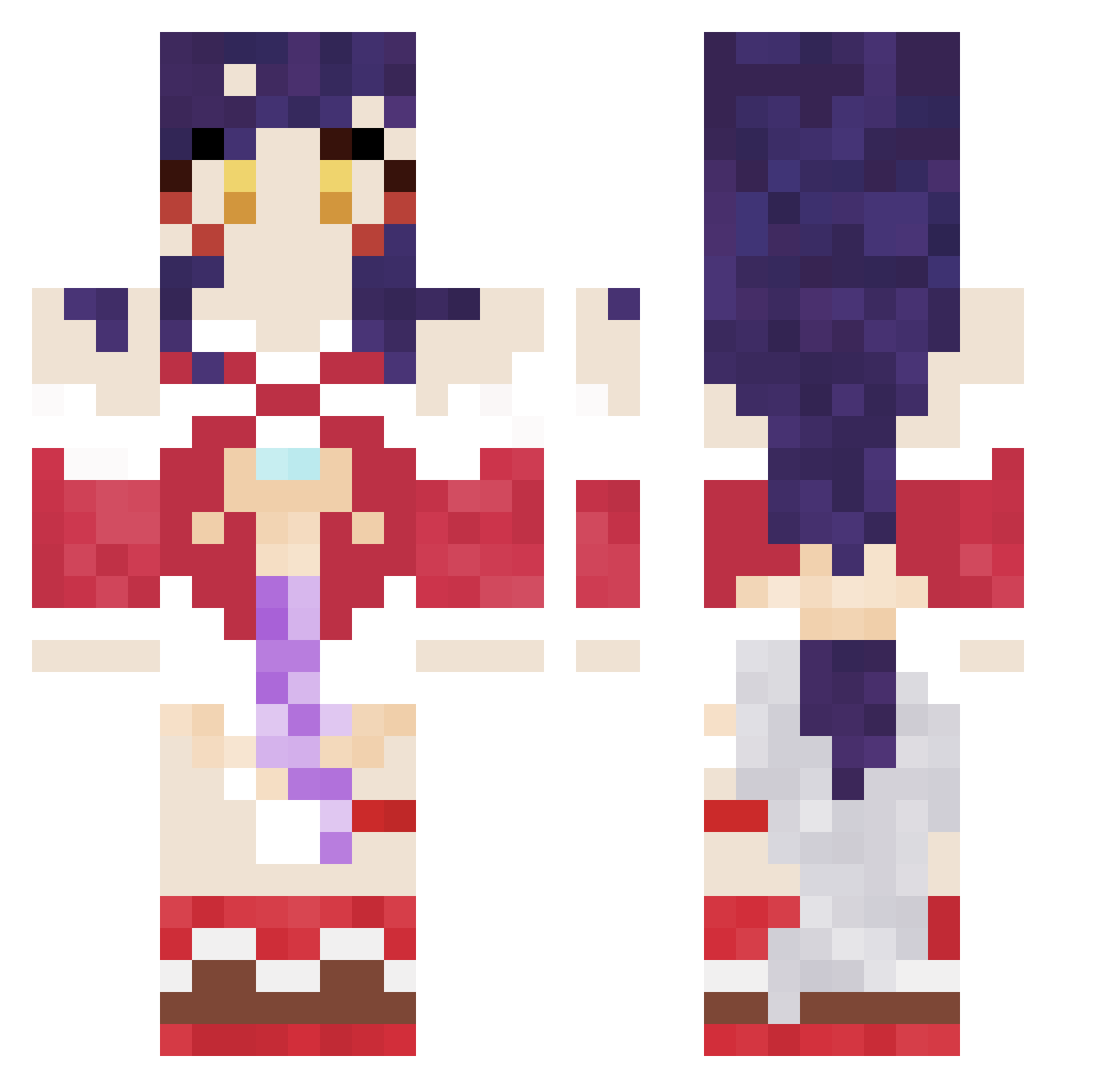 Tommo348 Minecraft skin, front and back view