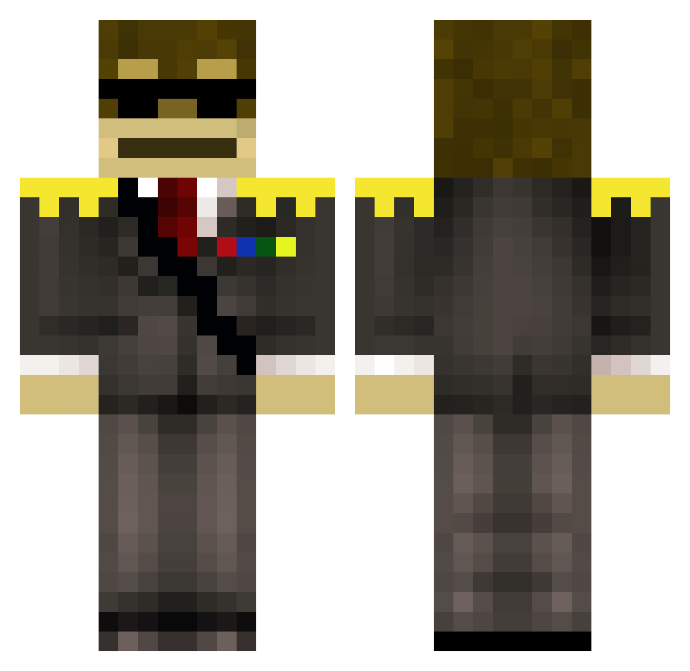 ChimpzMC Minecraft skin, front and back view