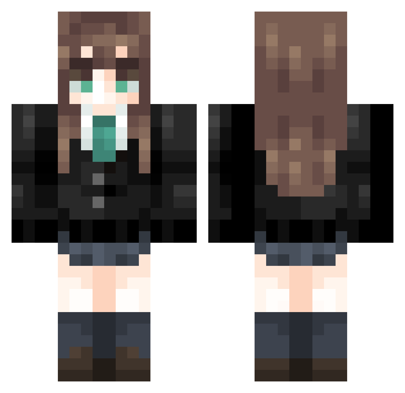 HeartbreakOlivia Minecraft skin, front and back view