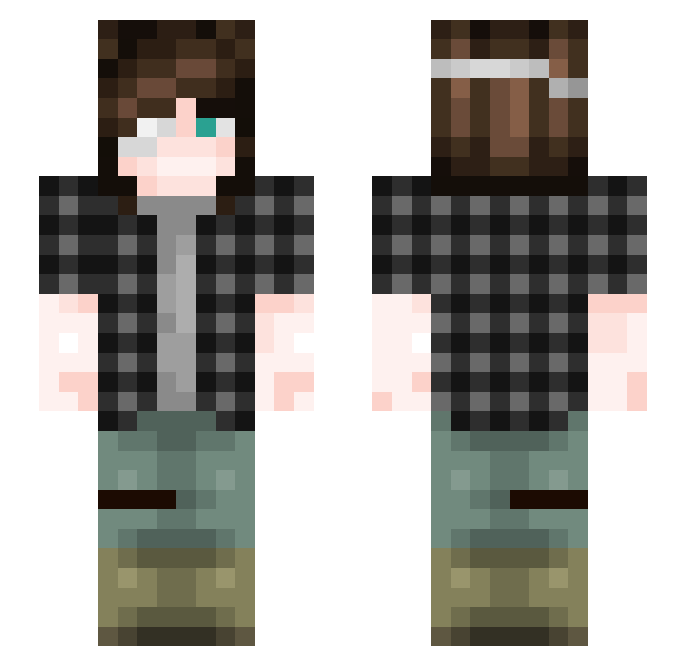 BucketHead___ Minecraft skin, front and back view