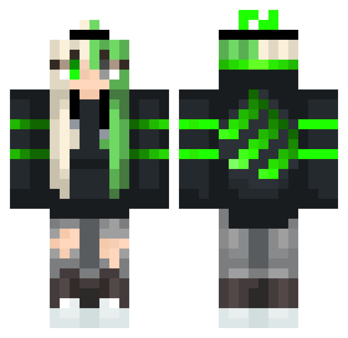 okXOOMER Minecraft skin, front and back view