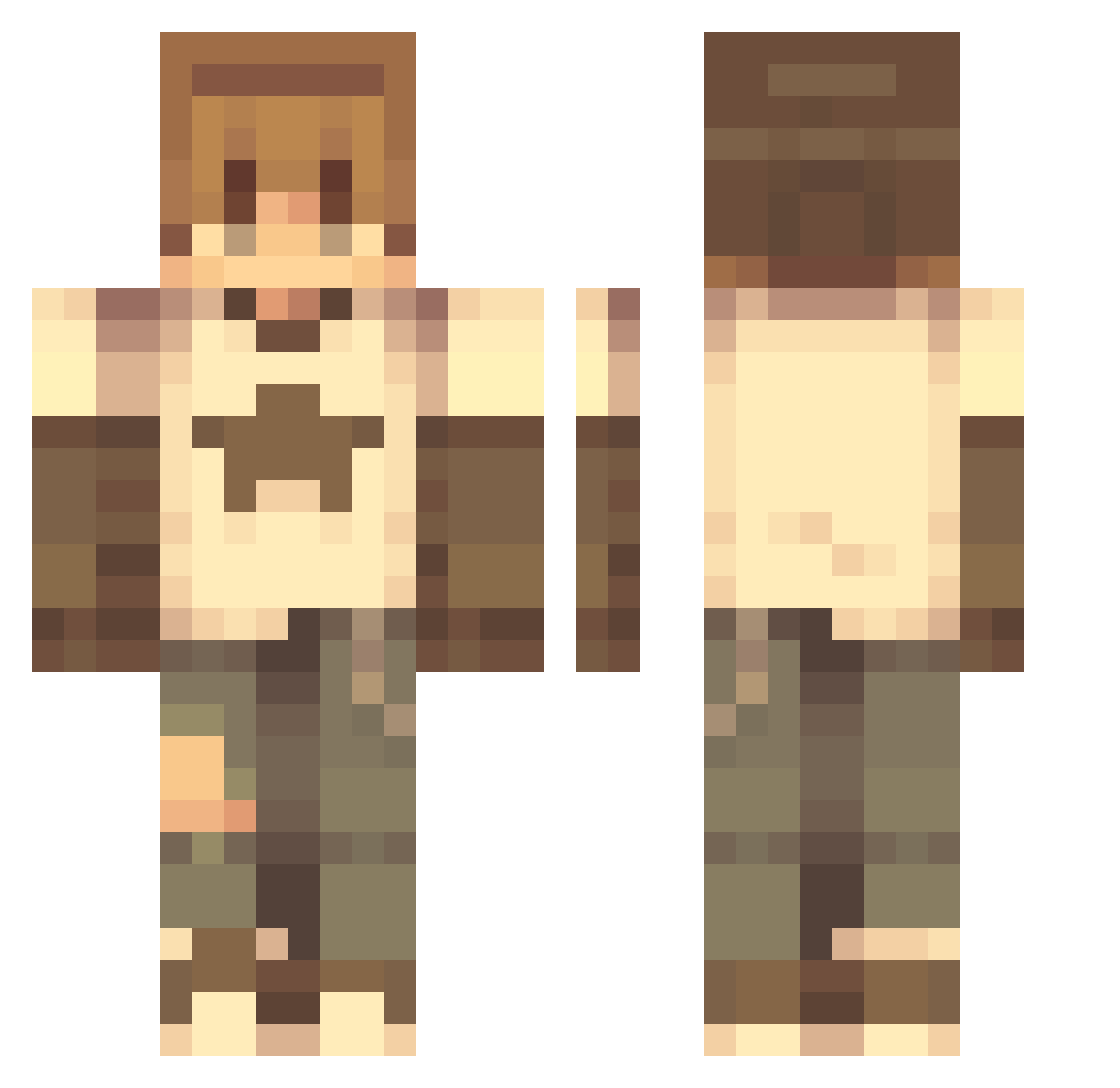 xAutii Minecraft skin, front and back view
