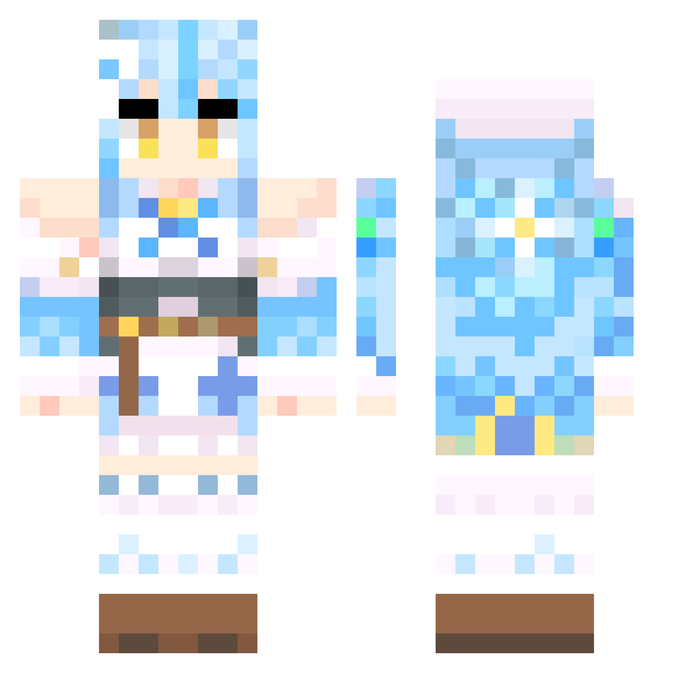 WangGa Minecraft skin, front and back view
