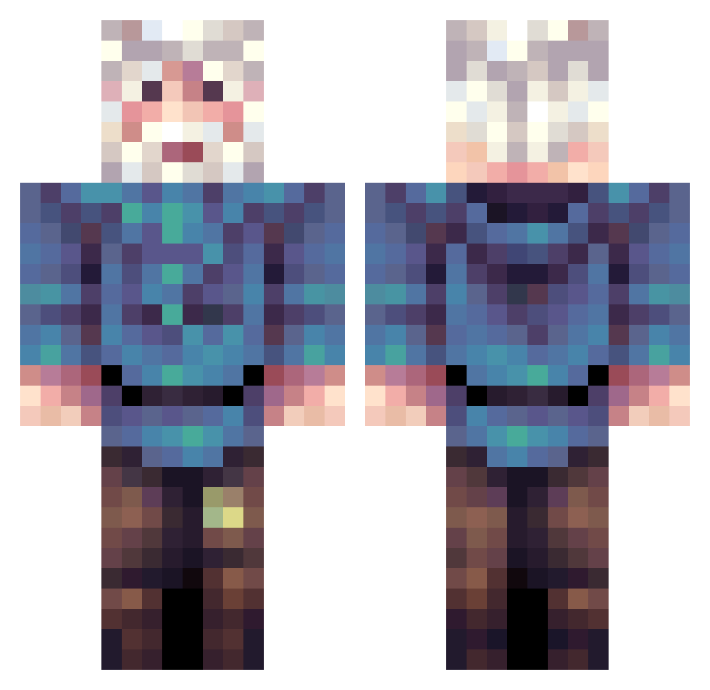 MikeChipp Minecraft skin, front and back view