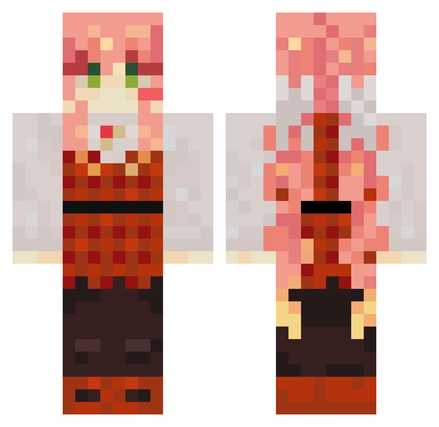 Skyntha Minecraft skin, front and back view
