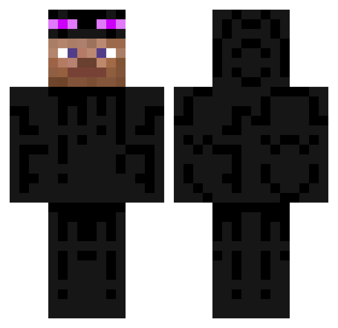 wlasnw Minecraft skin, front and back view