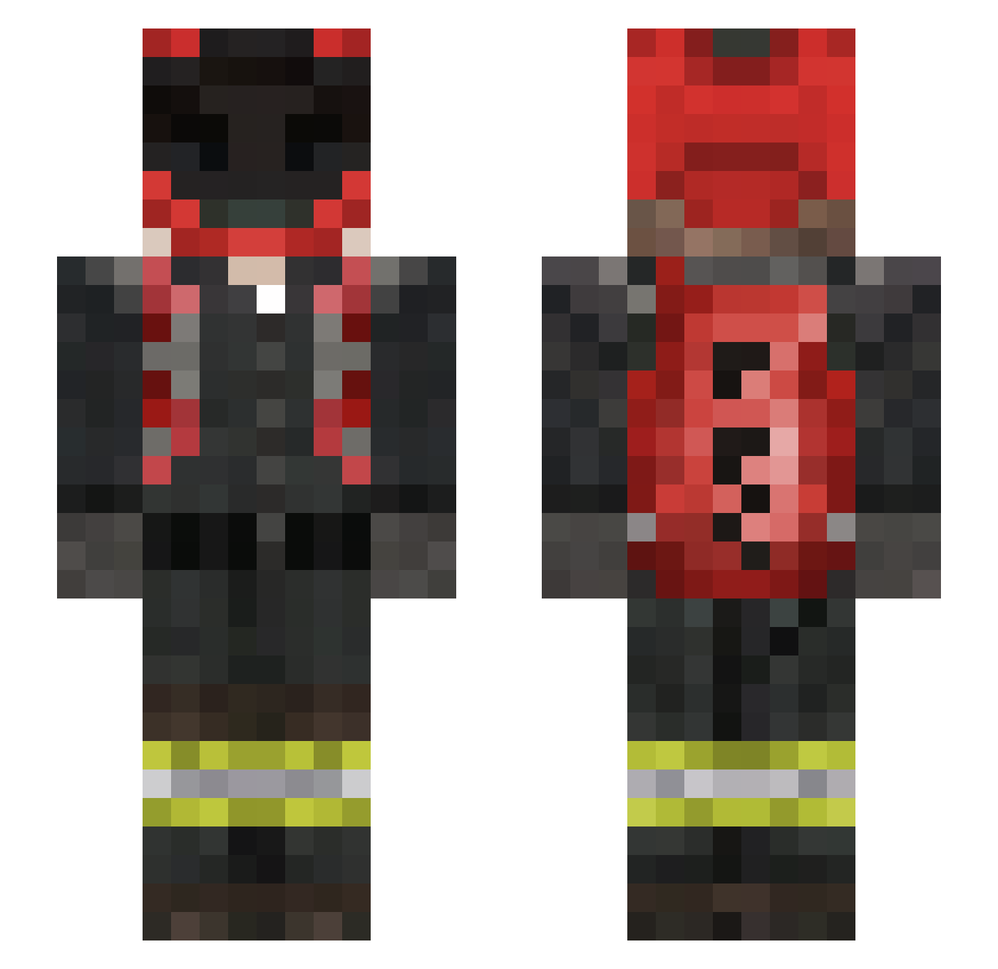 Fahman Minecraft skin, front and back view