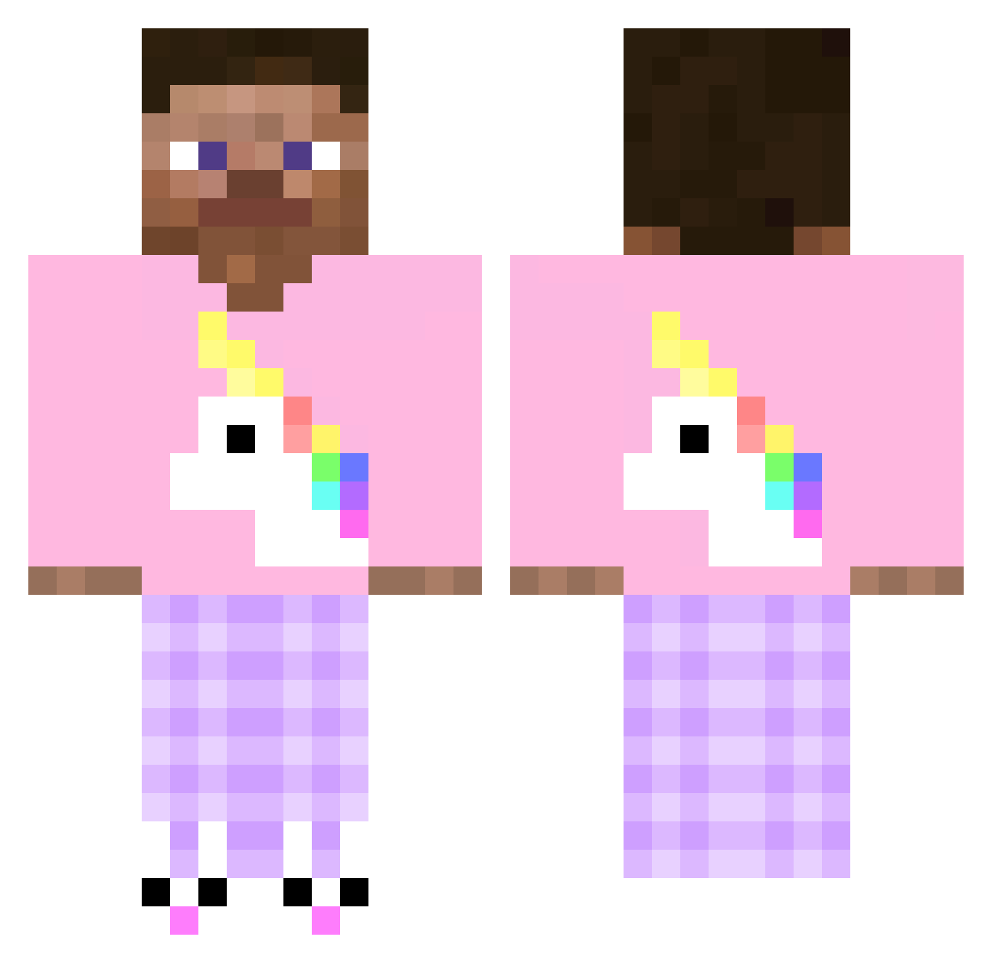 SinfulAlchemy Minecraft skin, front and back view