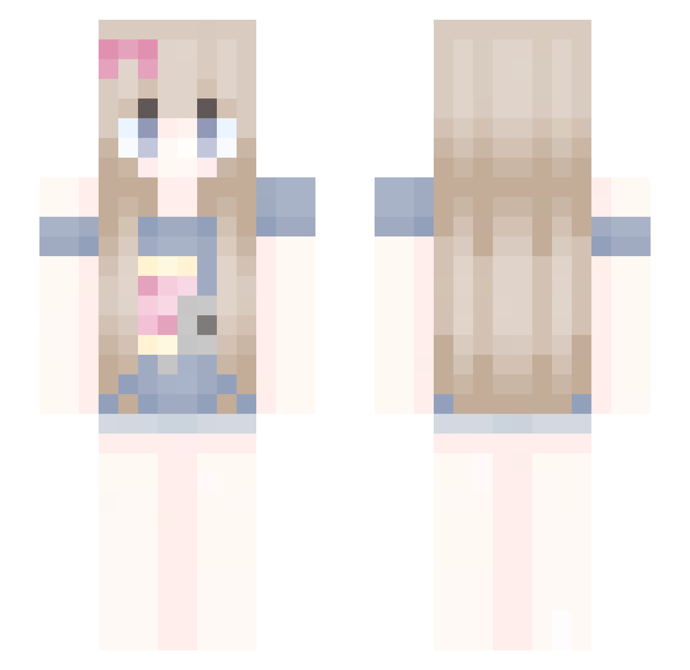 XXj2002 Minecraft skin, front and back view