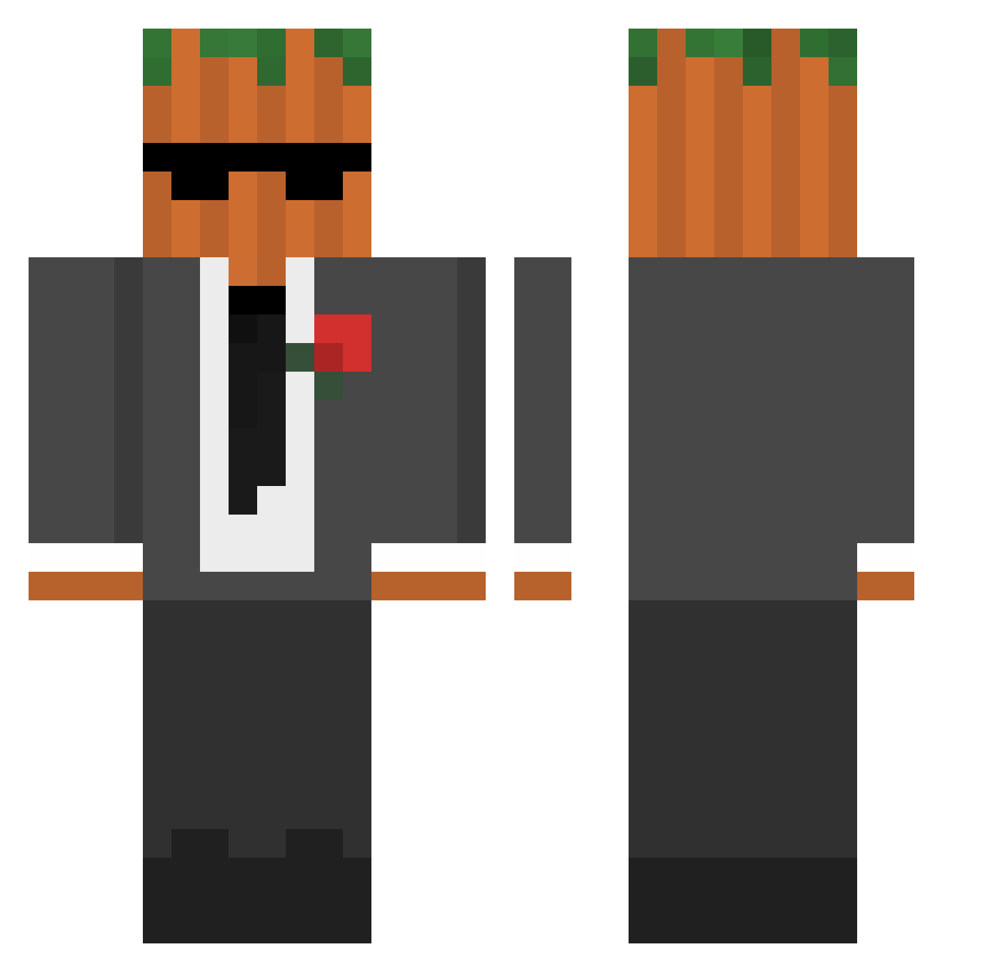 Kirkoi Minecraft skin, front and back view