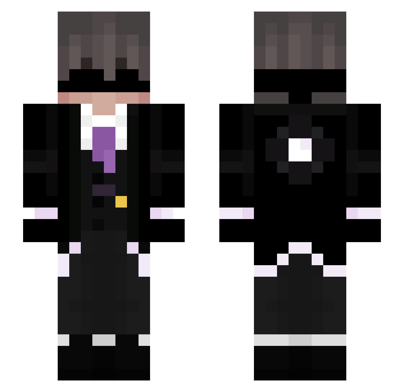 xxBlackk Minecraft skin, front and back view