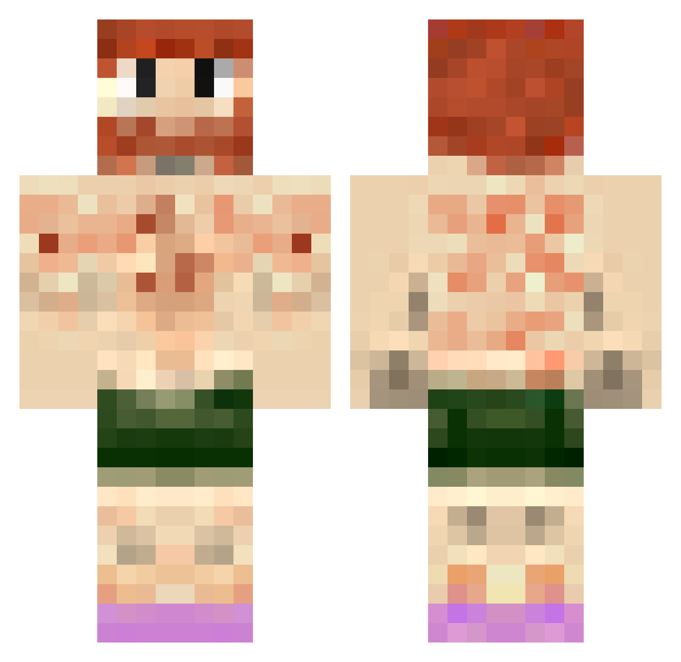 Wharrgarbage Minecraft skin, front and back view