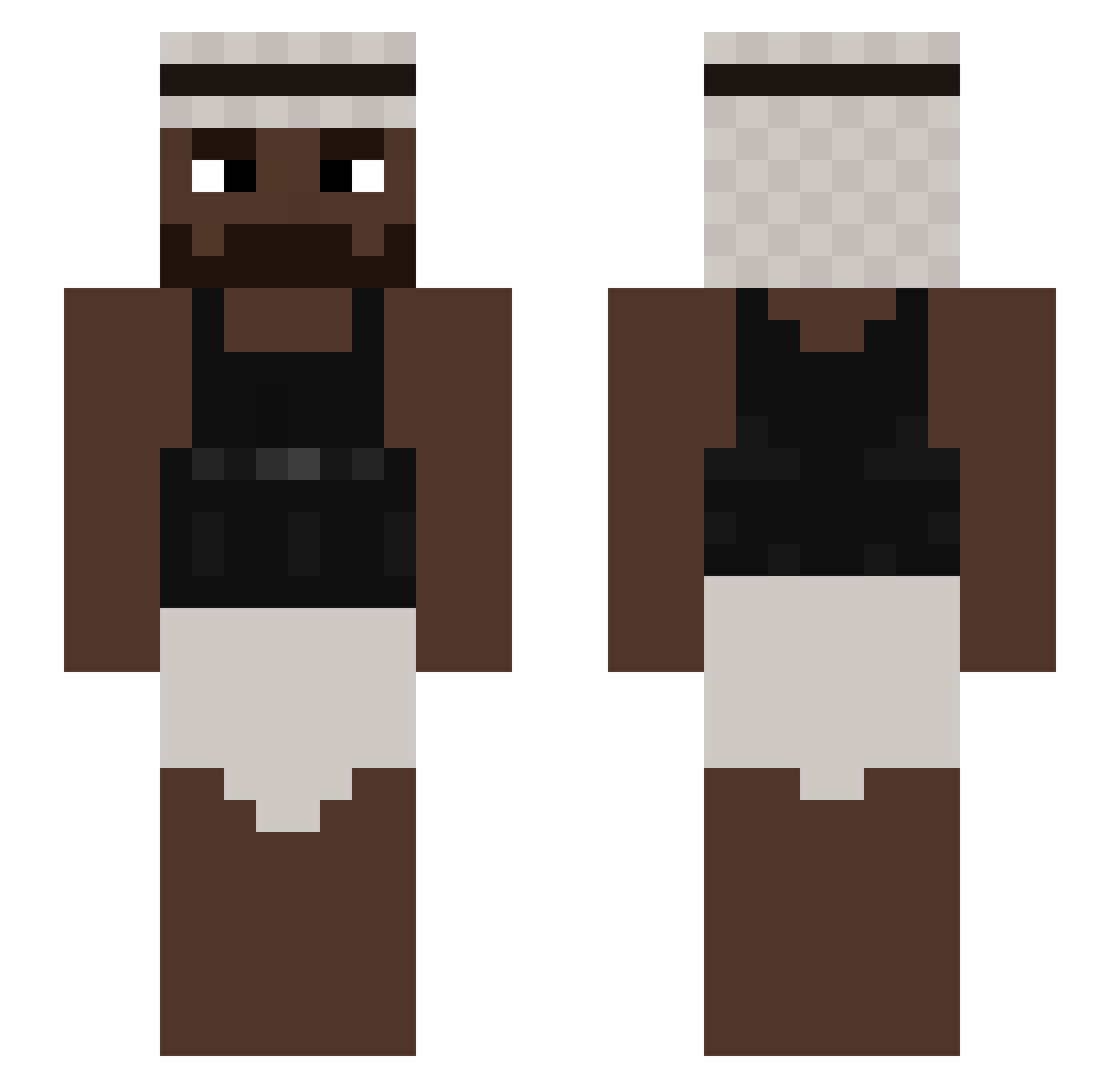piths Minecraft skin, front and back view