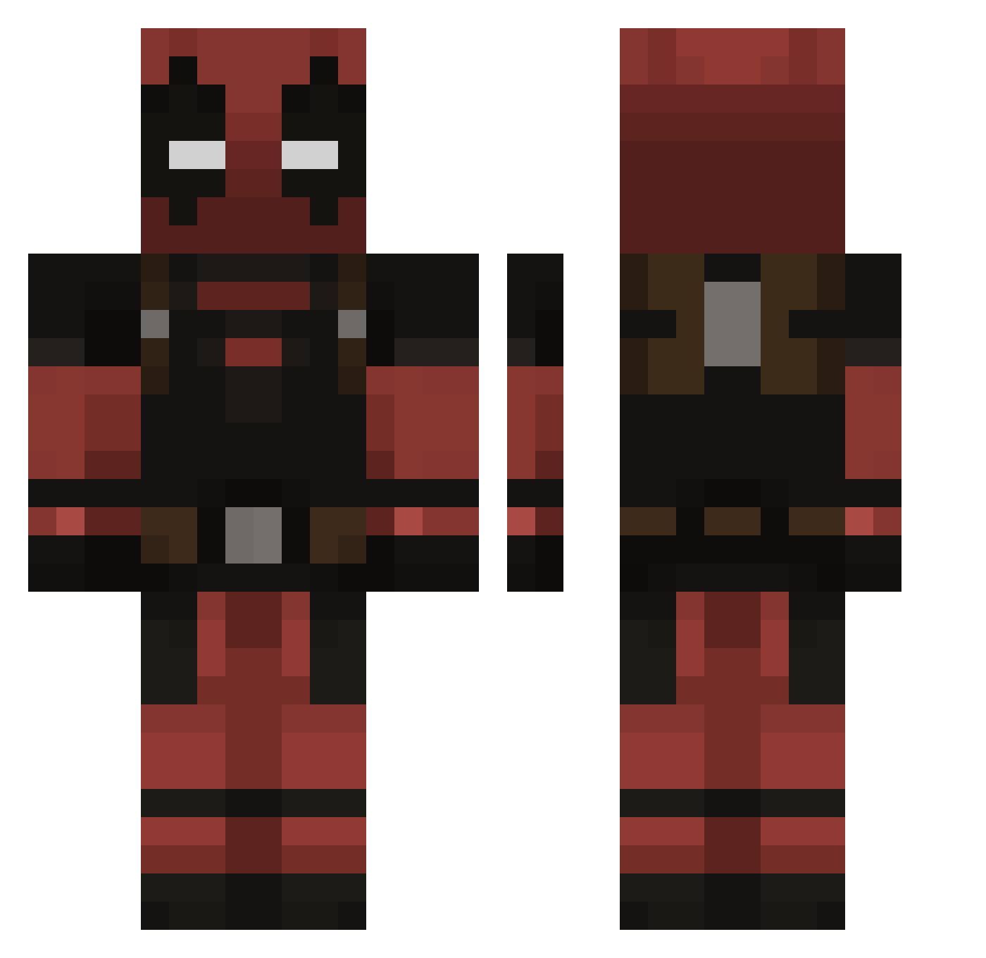 Traikk Minecraft skin, front and back view