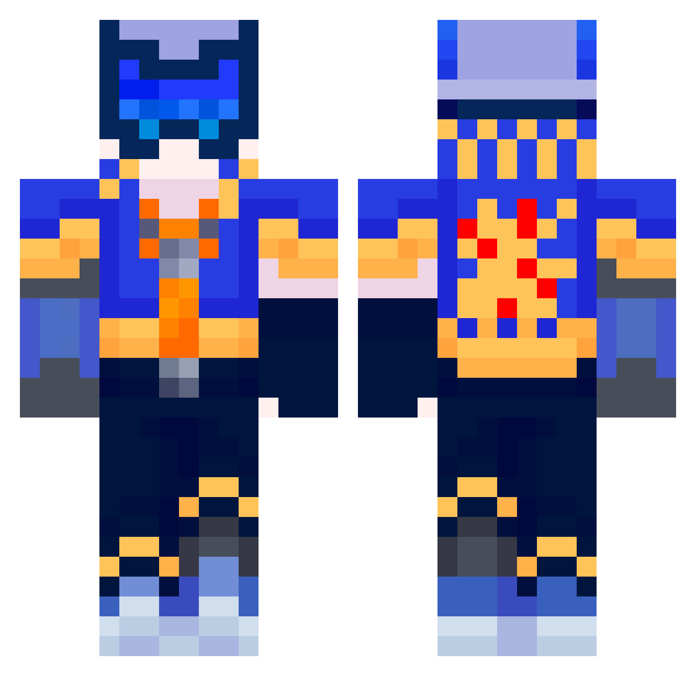 Hamsterfan69 Minecraft skin, front and back view