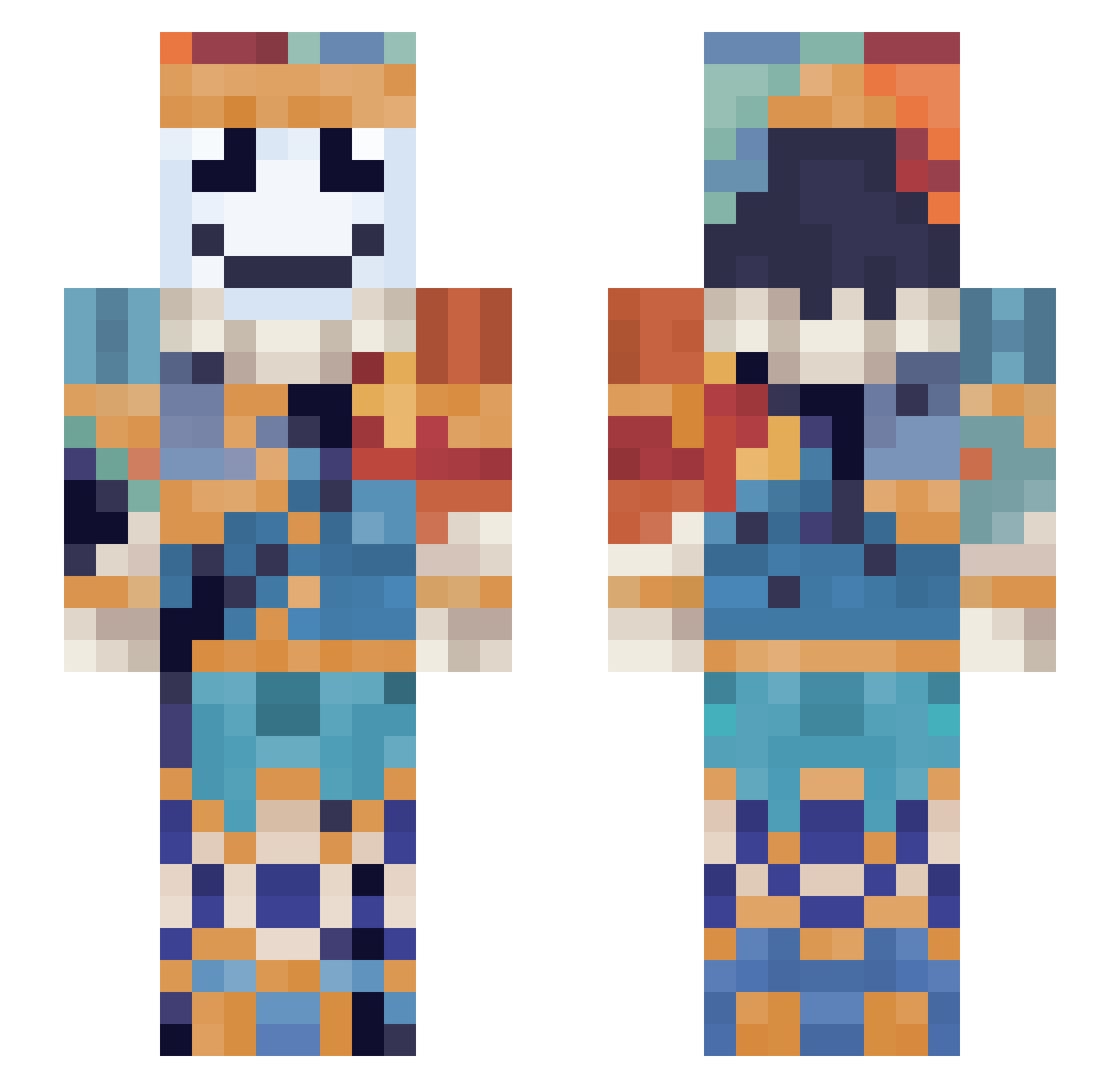 UwuBlank Minecraft skin, front and back view