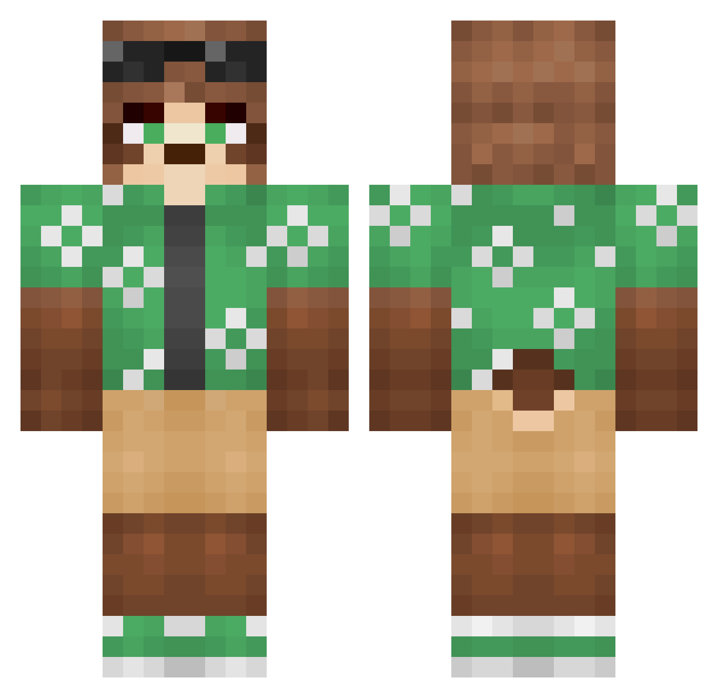 GlitchedMeerkat Minecraft skin, front and back view