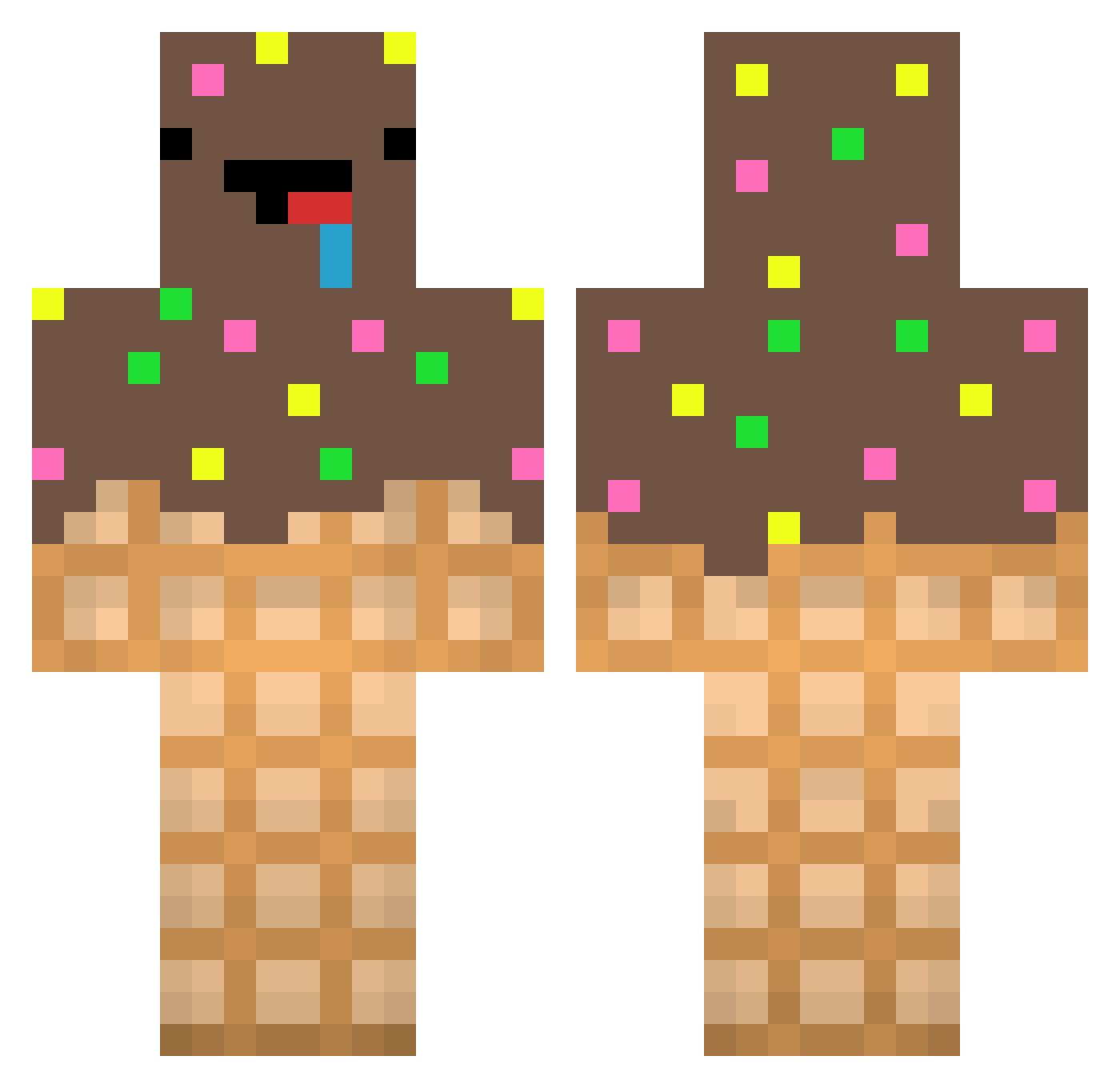 DrPirilau Minecraft skin, front and back view