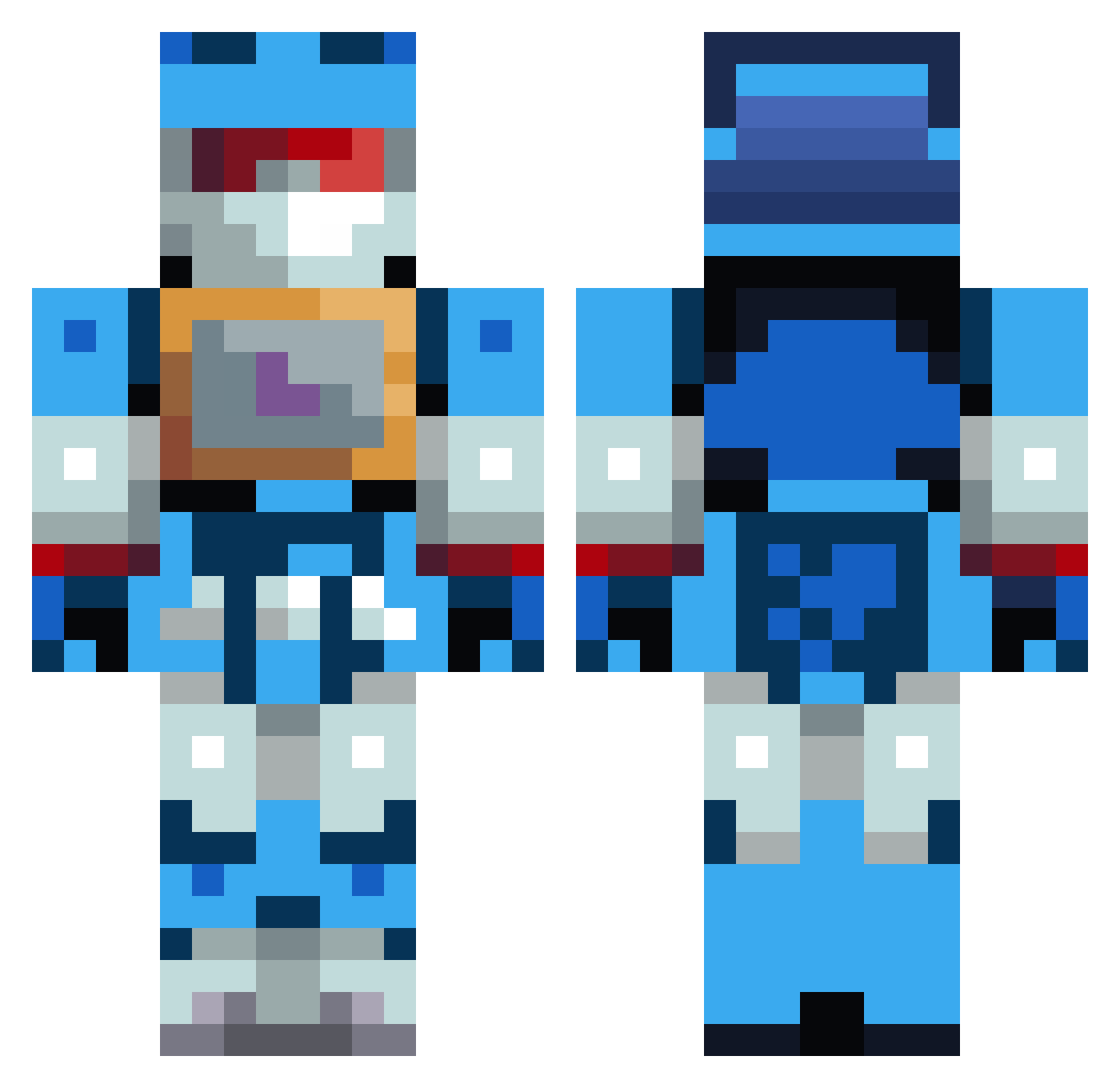 KomerOne Minecraft skin, front and back view