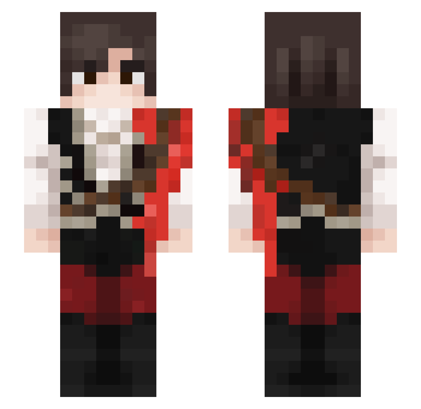 MyDadLeftMePog Minecraft skin, front and back view