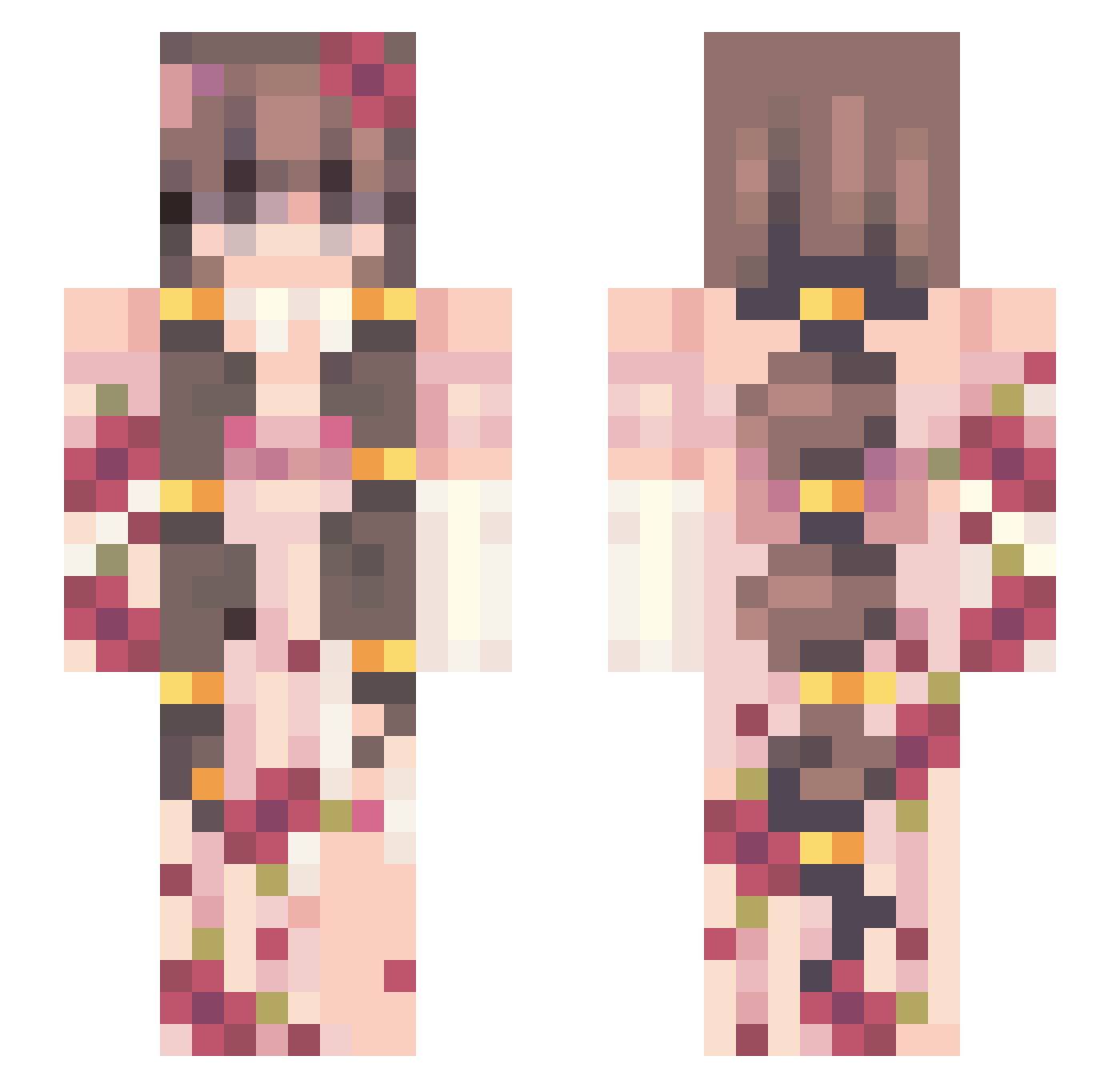 Indresa Minecraft skin, front and back view