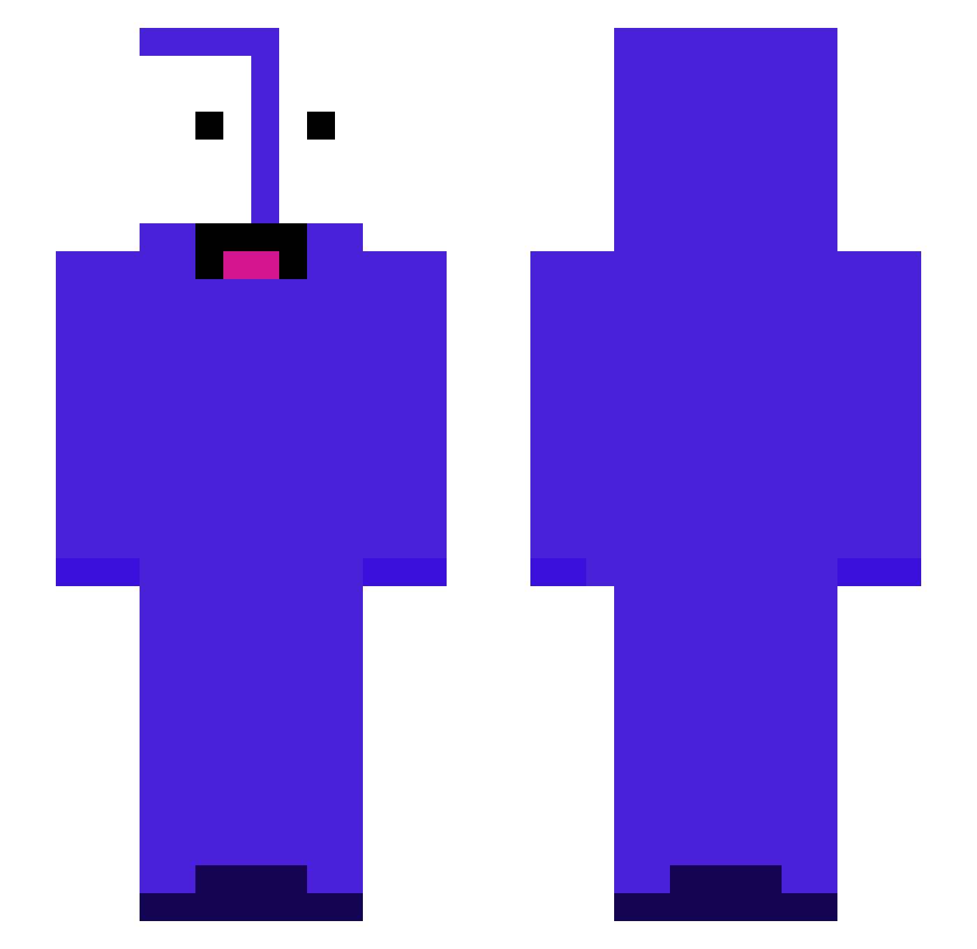 Yebossie Minecraft skin, front and back view