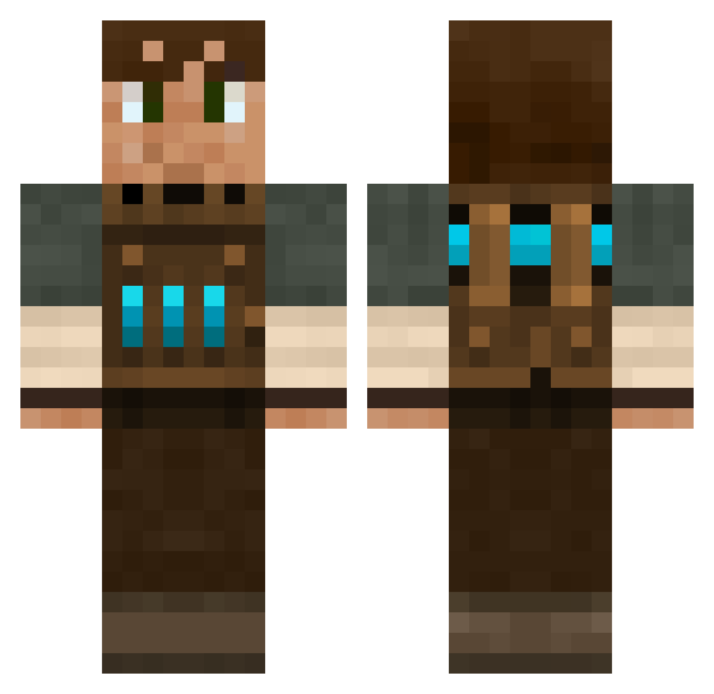 dfault Minecraft skin, front and back view