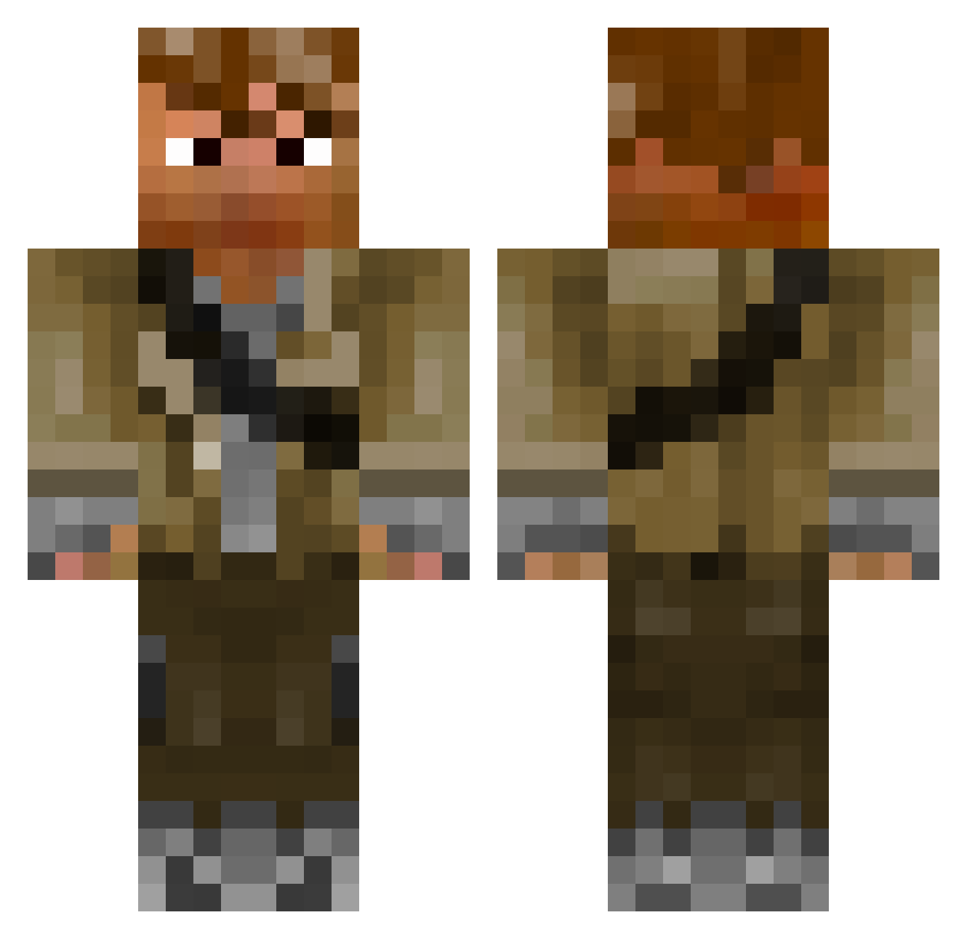 Sjambok Minecraft skin, front and back view