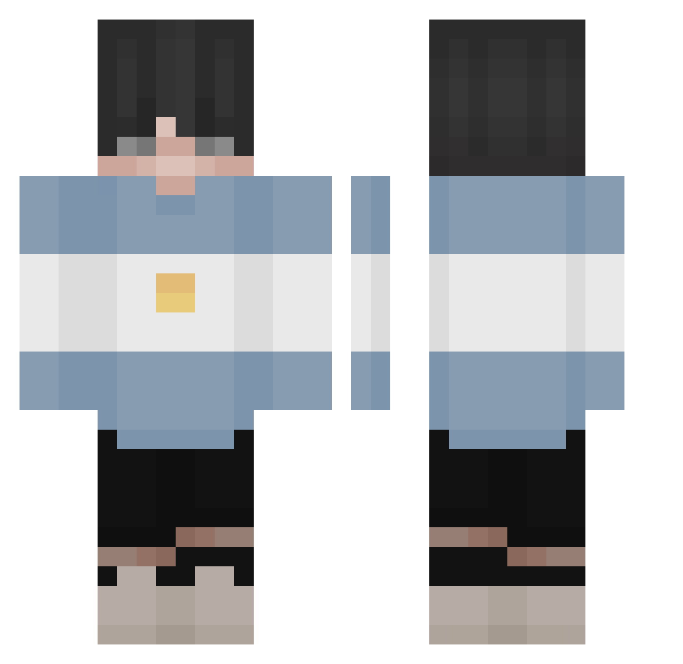 JohnnyBlockside Minecraft skin, front and back view