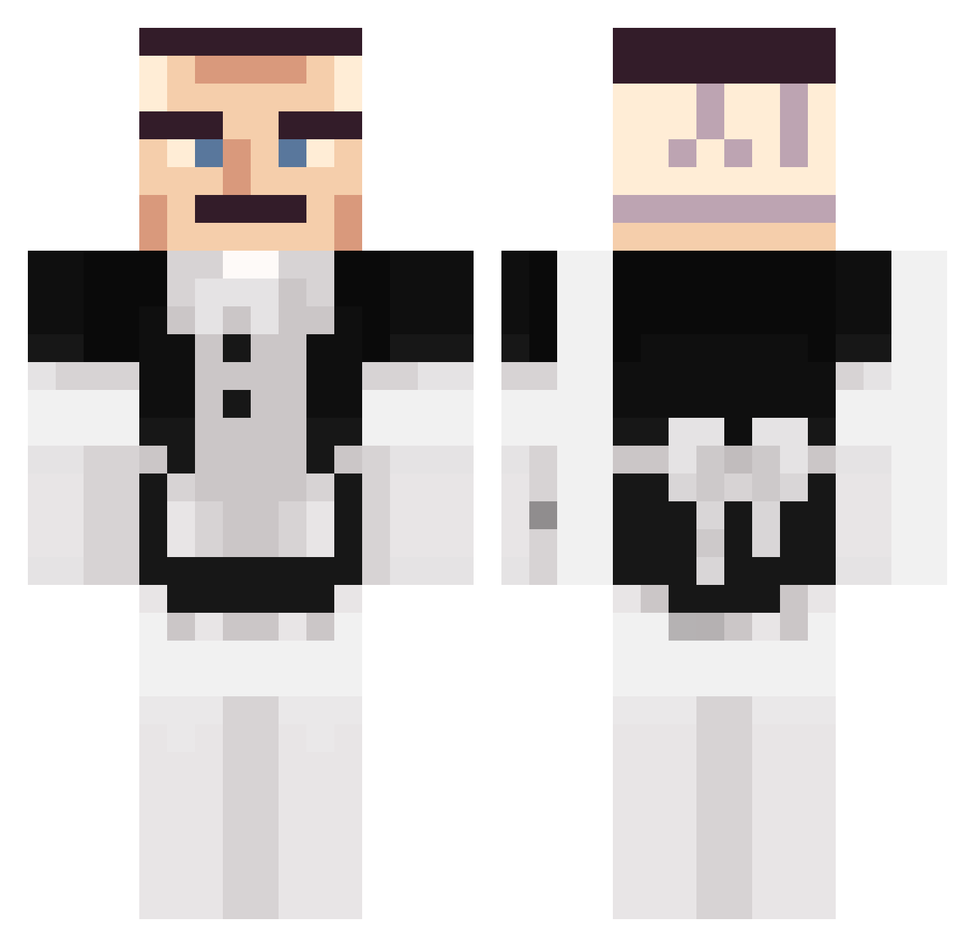 Wolfik_Morgan Minecraft skin, front and back view
