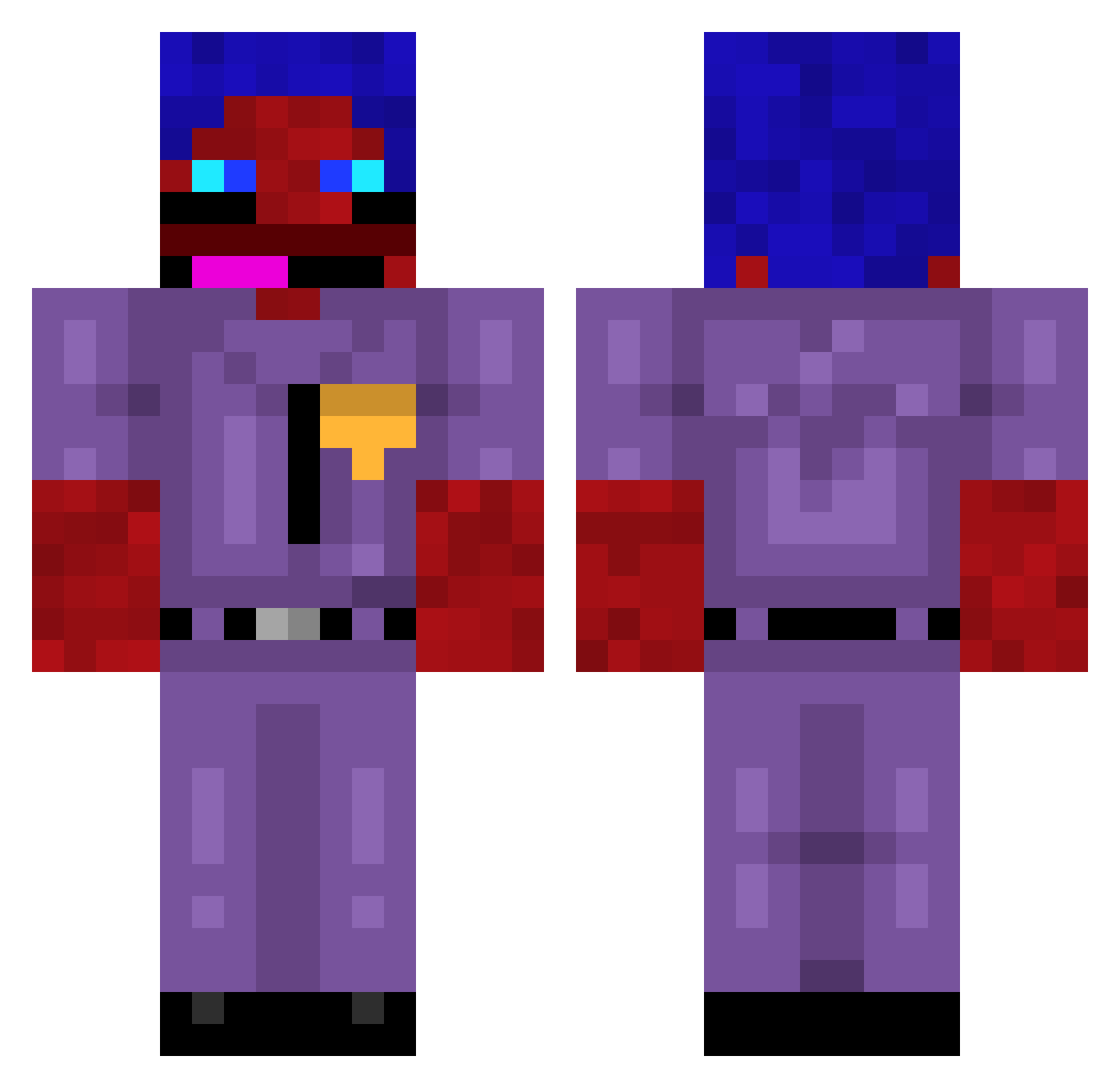 JAXmeows Minecraft skin, front and back view