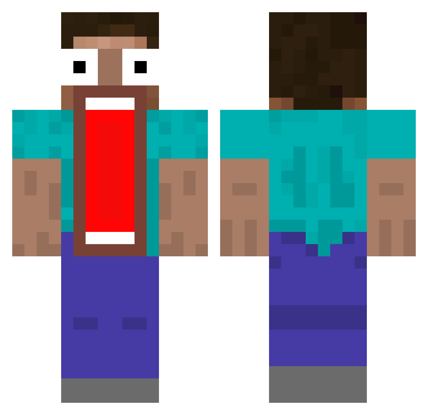 pecb Minecraft skin, front and back view