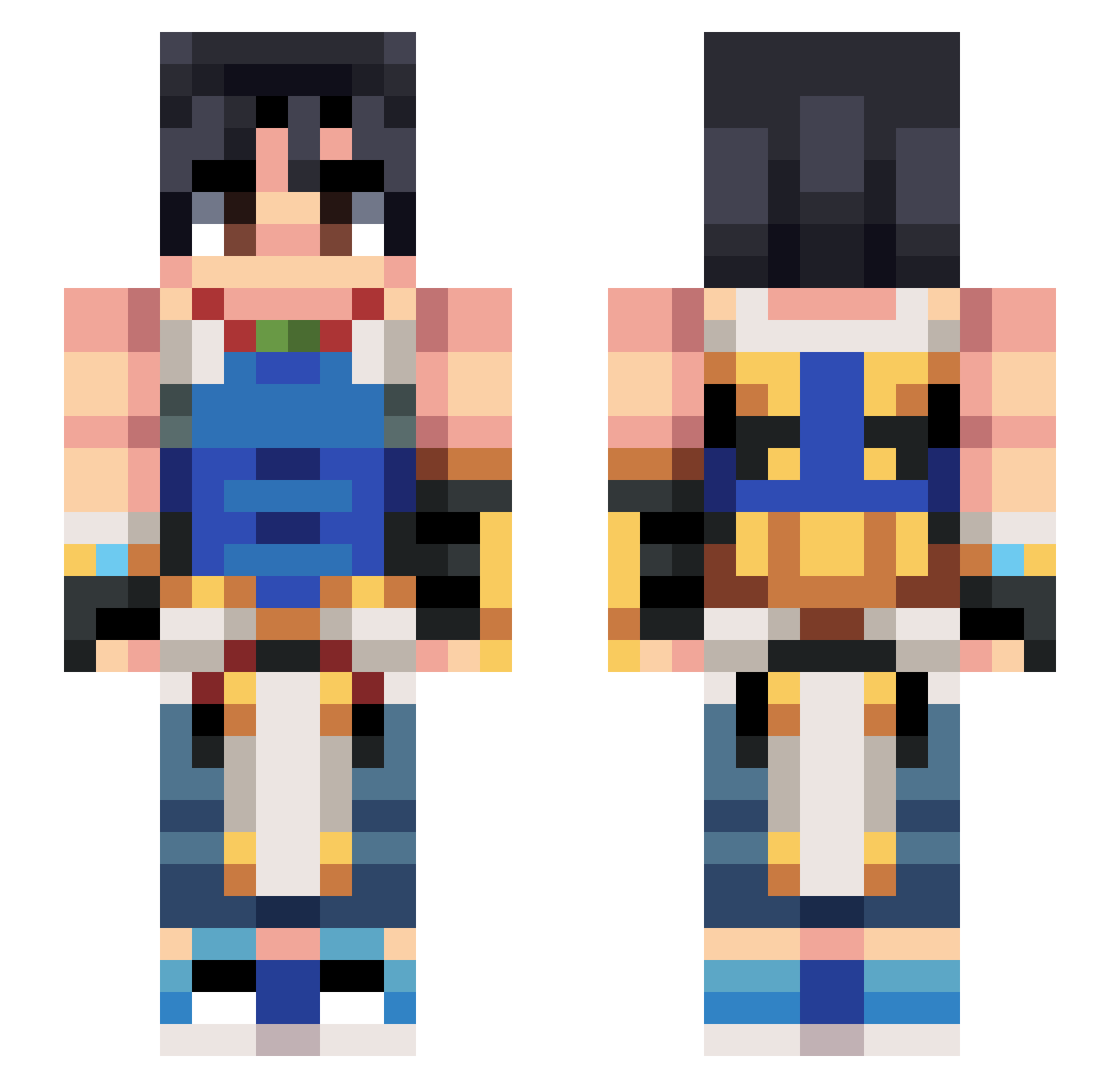 TobikoSushi Minecraft skin, front and back view